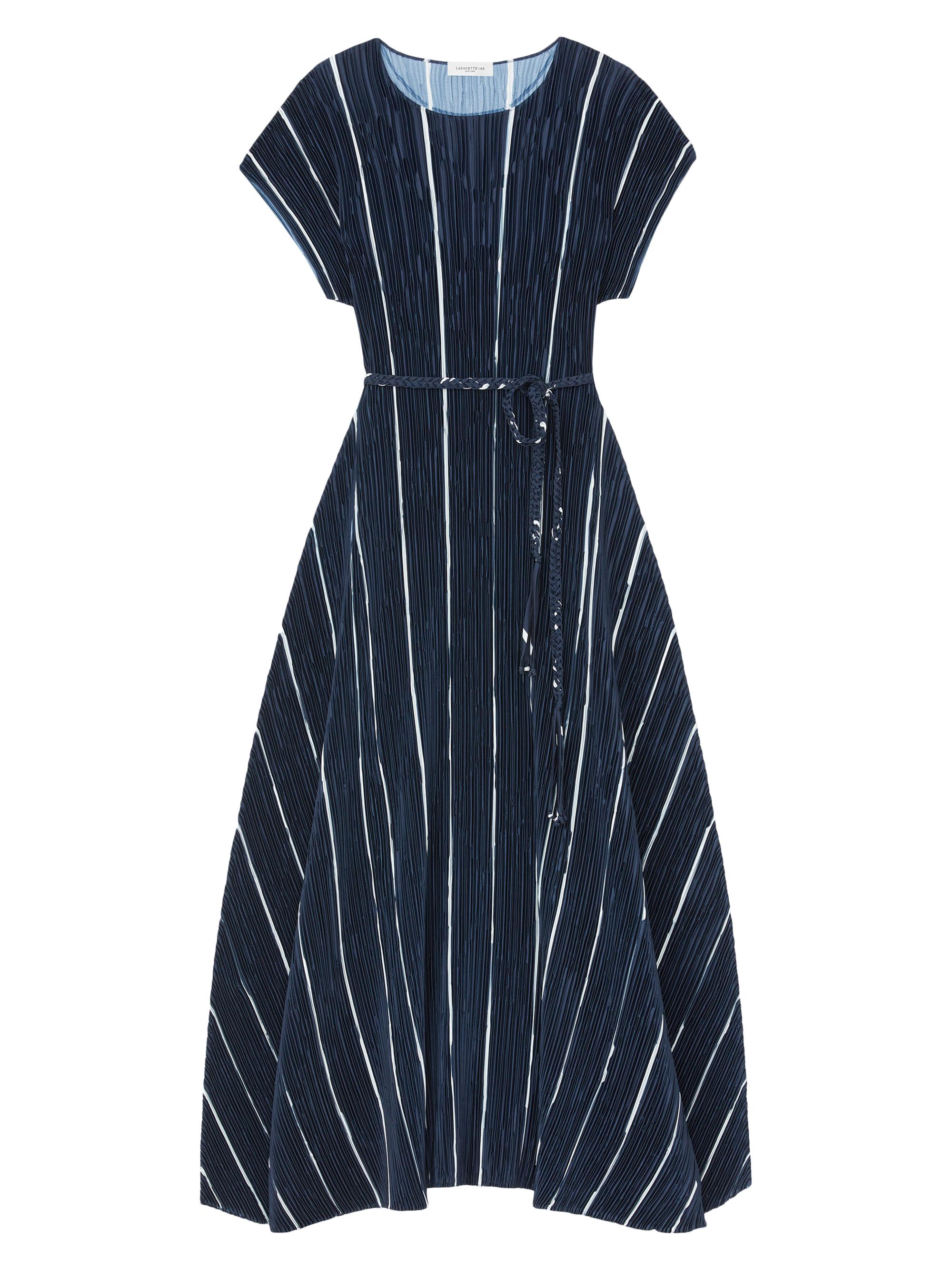 Lafayette 148 New York Women's Belted Plisse Flared Midi Dress - Ink Multi