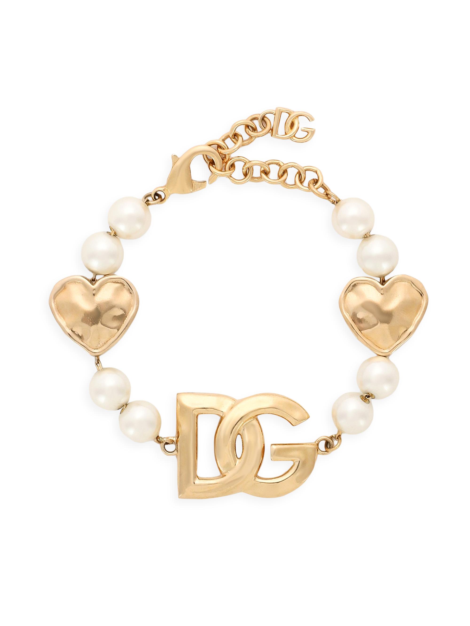 Dolce & Gabbana Women's Goldtone & Imitation Pearl Monogram Bracelet - Yellow Gold