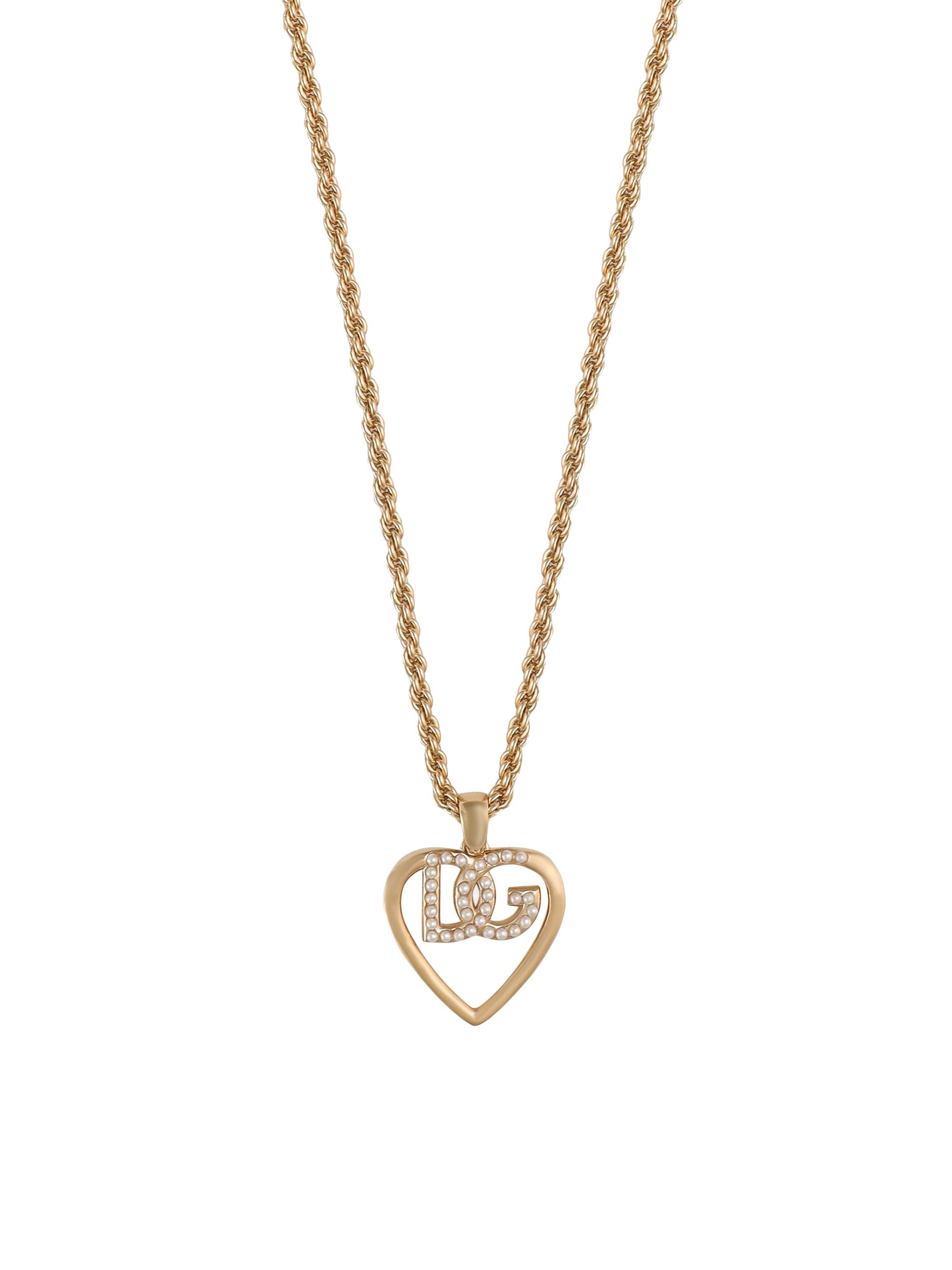 Dolce & Gabbana Women's Goldtone & Imitation Pearl Monogram Heart Pendant Necklace - Yellow Gold