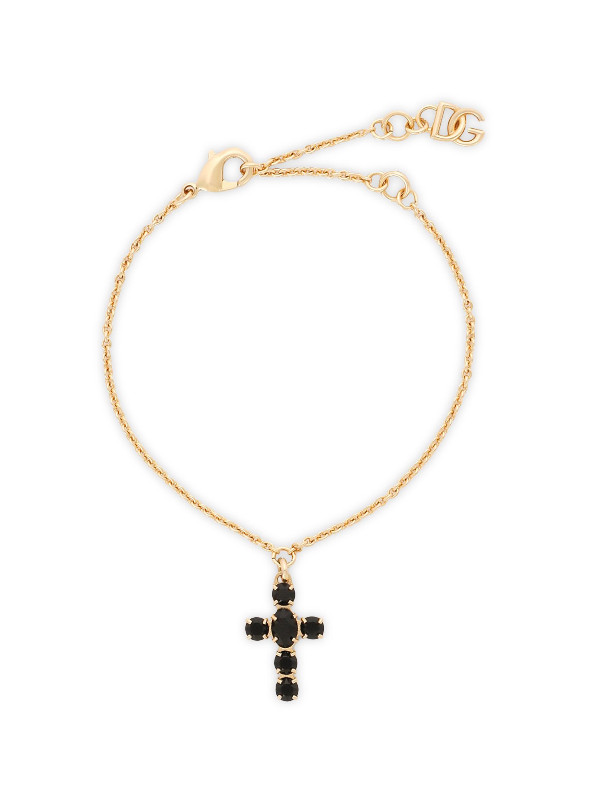 Dolce & Gabbana Women's Brass & Glass Crystal Cross Bracelet - Silver