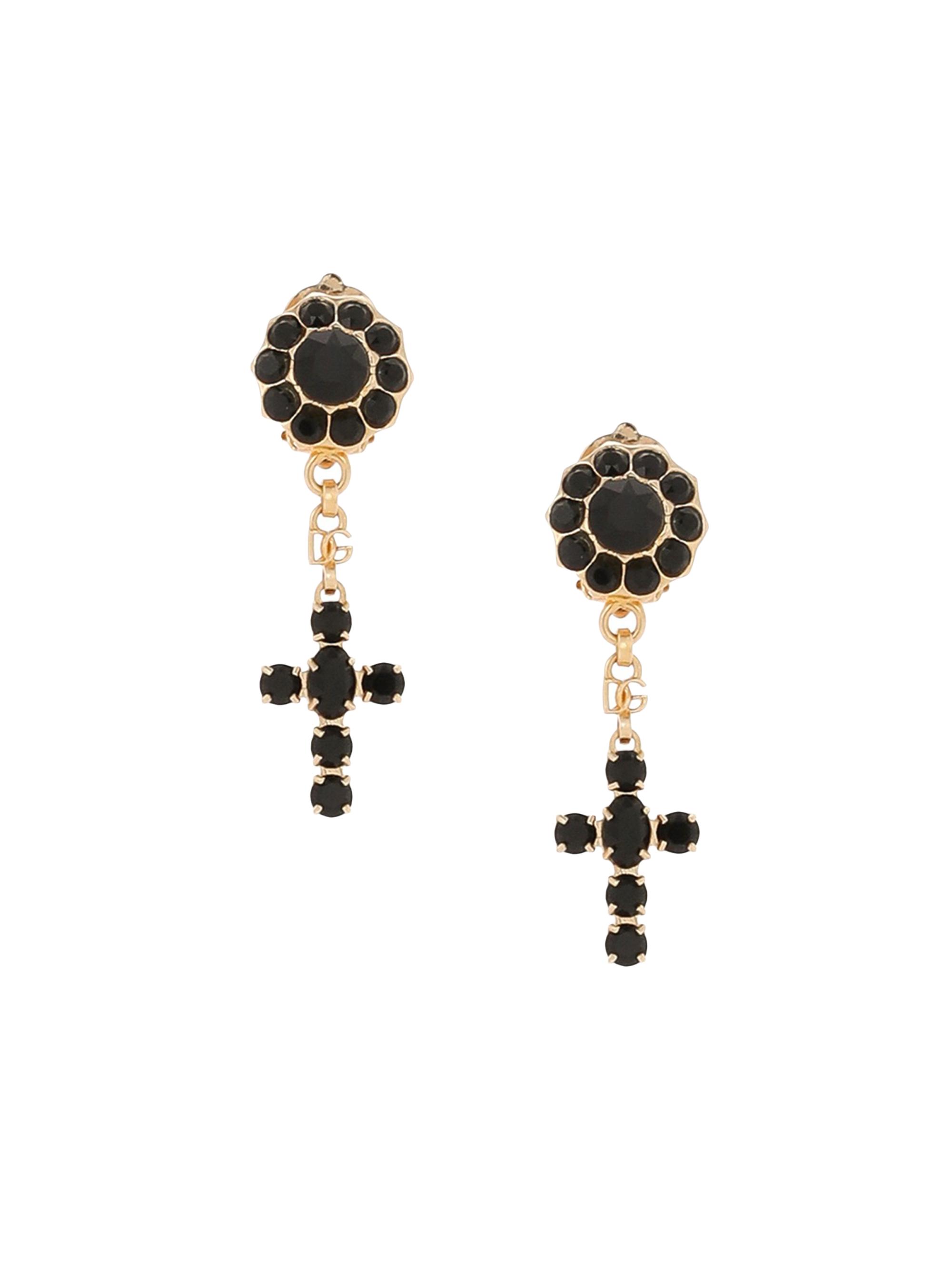 Dolce & Gabbana Women's Goldtone & Glass Crystal Cross Drop Earrings - Yellow Gold