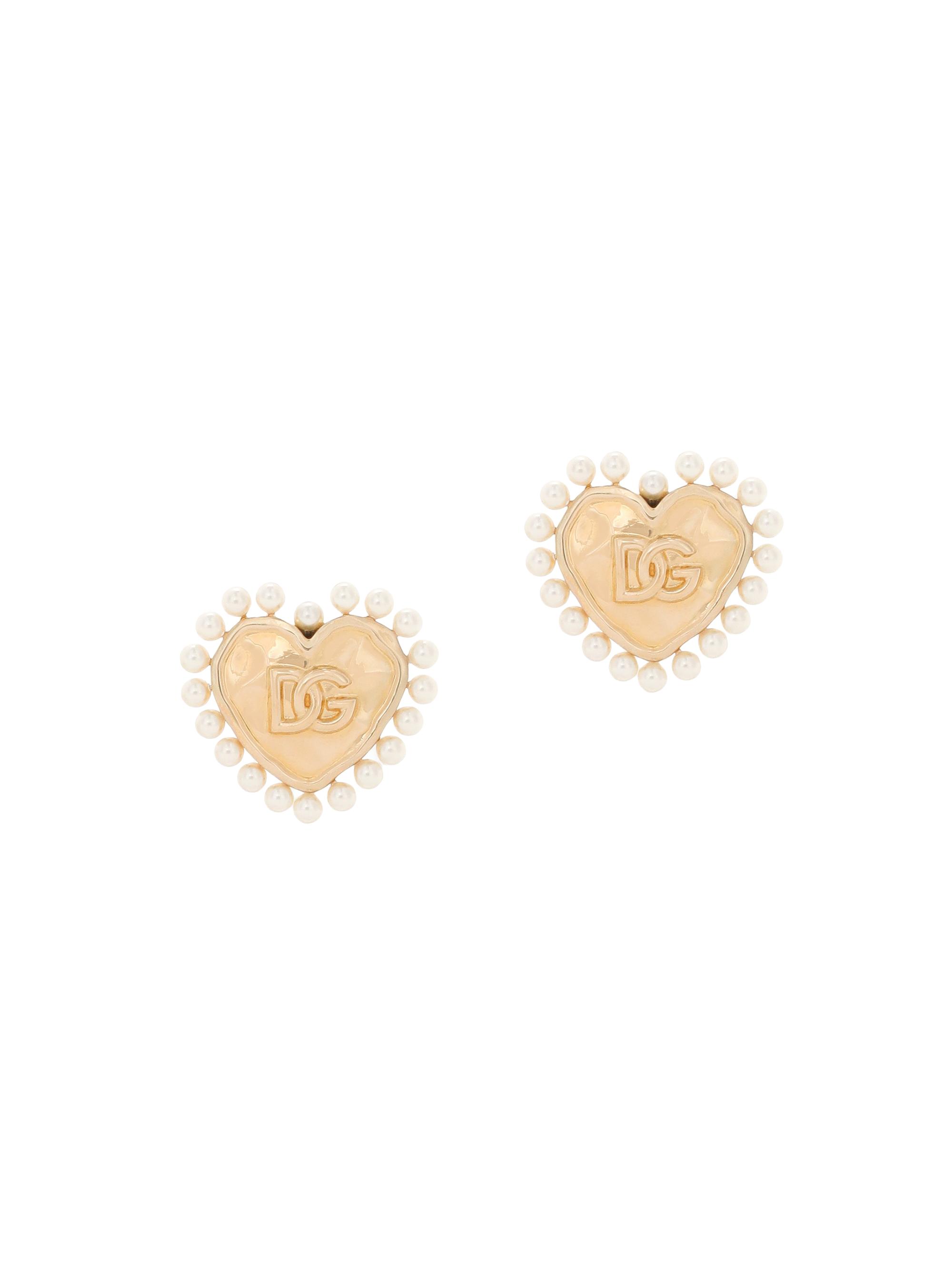 Dolce & Gabbana Women's Goldtone & Imitation Pearl Heart Clip-On Earrings - Yellow Gold