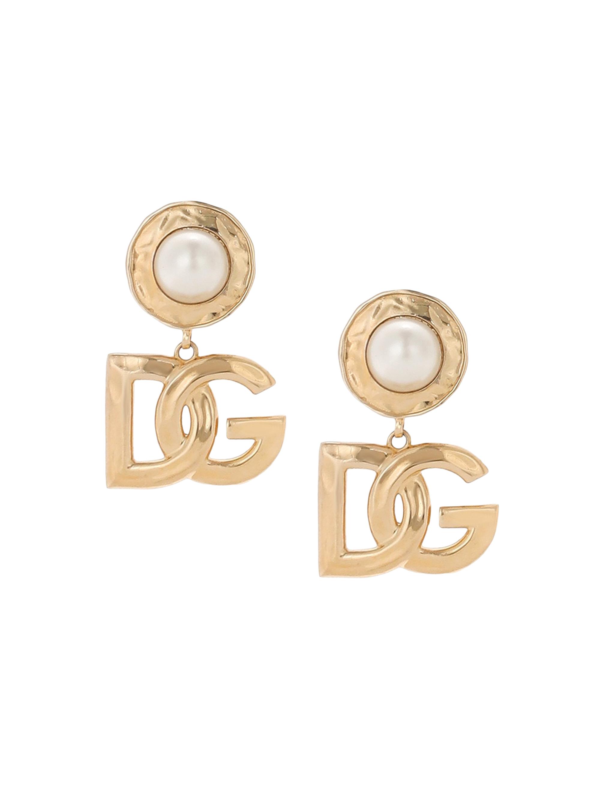 Dolce & Gabbana Women's Goldtone & Imitation Pearl Monogram Drop Earrings - Yellow Gold
