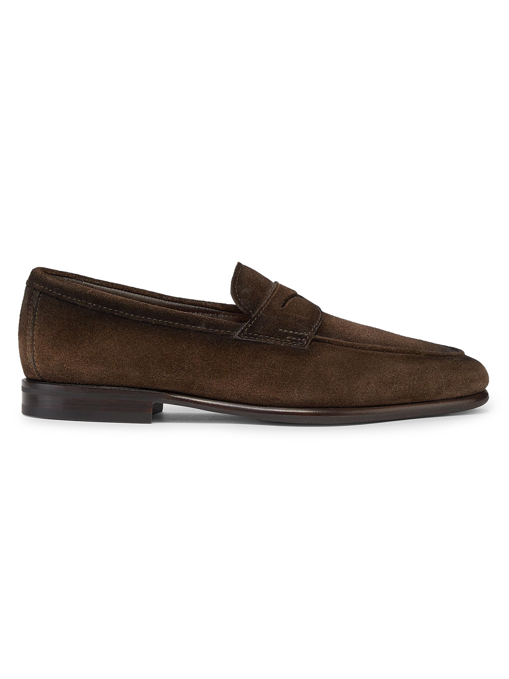 Santoni Men's Carlos Suede Penny Loafers - Dark Brown