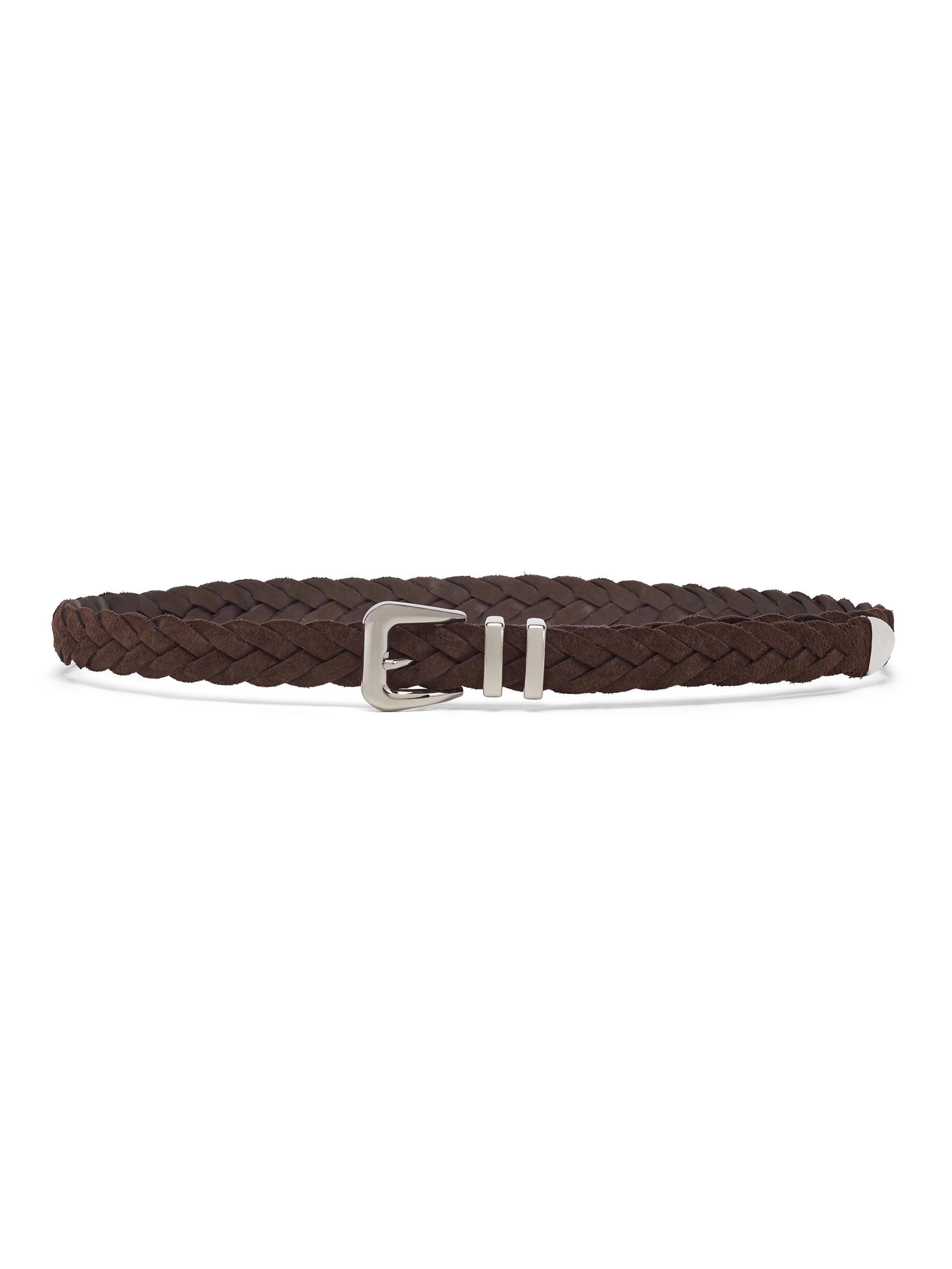 Brunello Cucinelli Men's Reversed Calfskin Braided Belt with Tip - Rust Brown