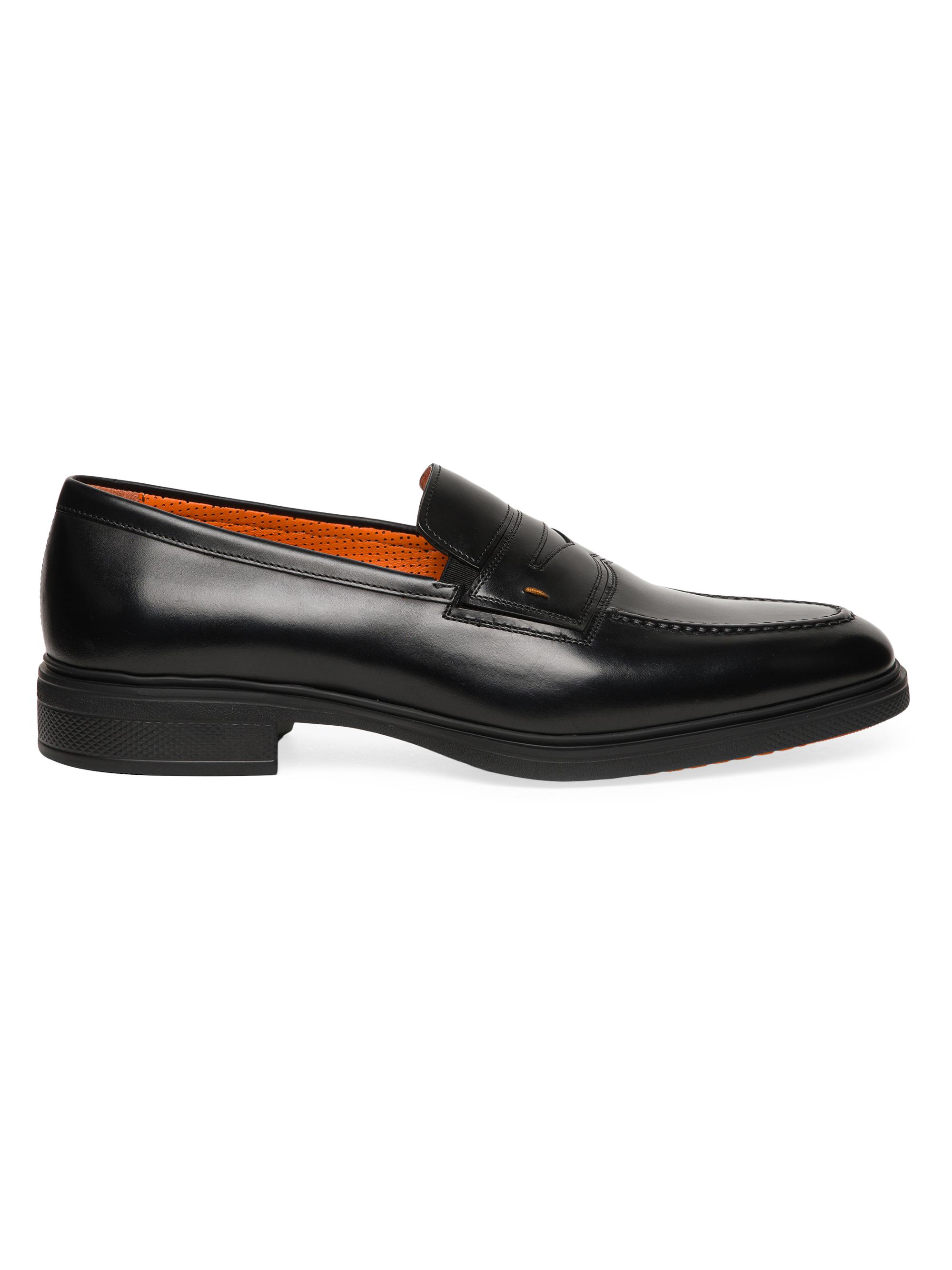 Santoni Men's Easy Leather Penny Loafers - Black
