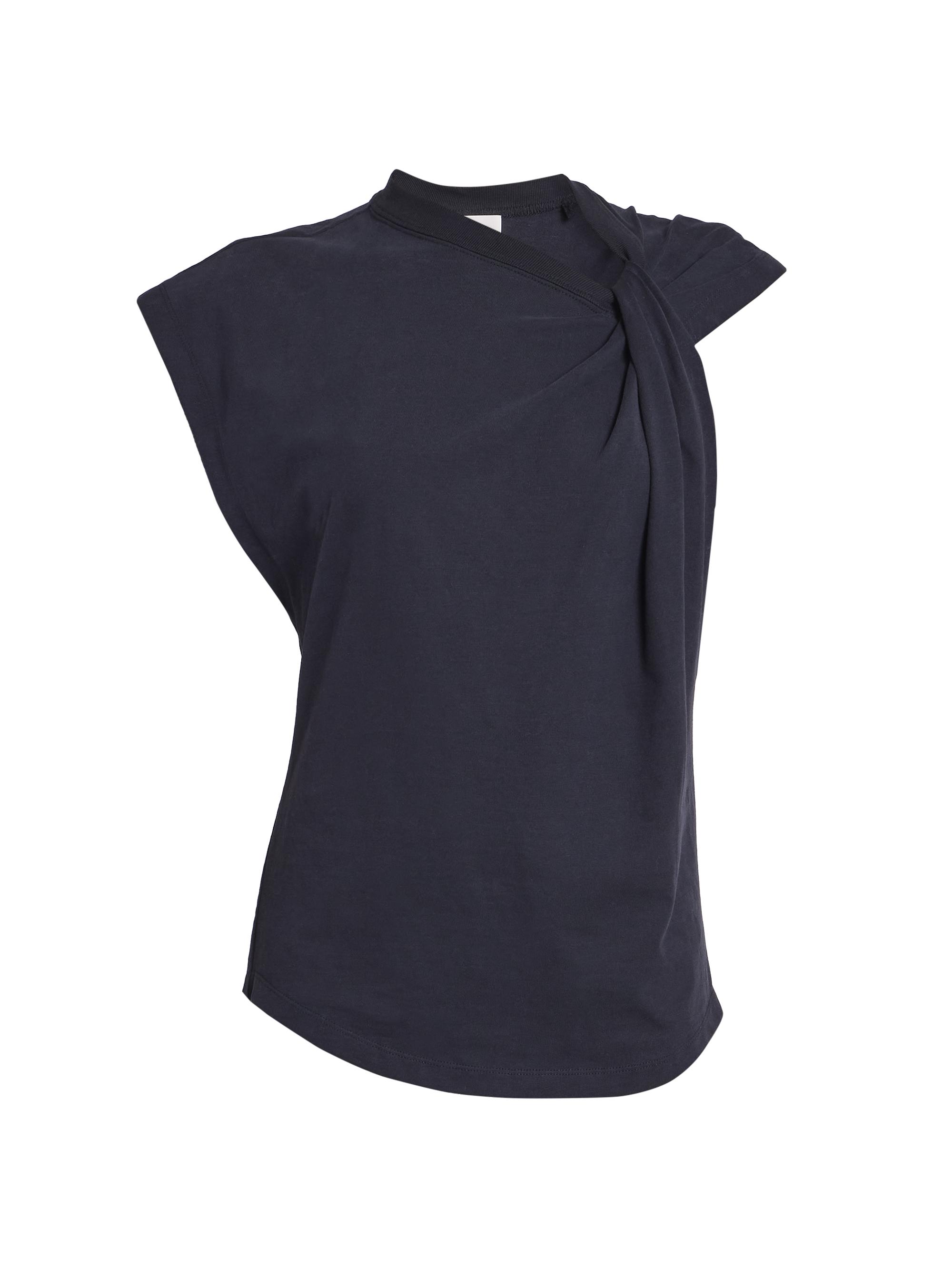 Isabel Marant Women's Nayda Cotton Twist-Shoulder Top - Black