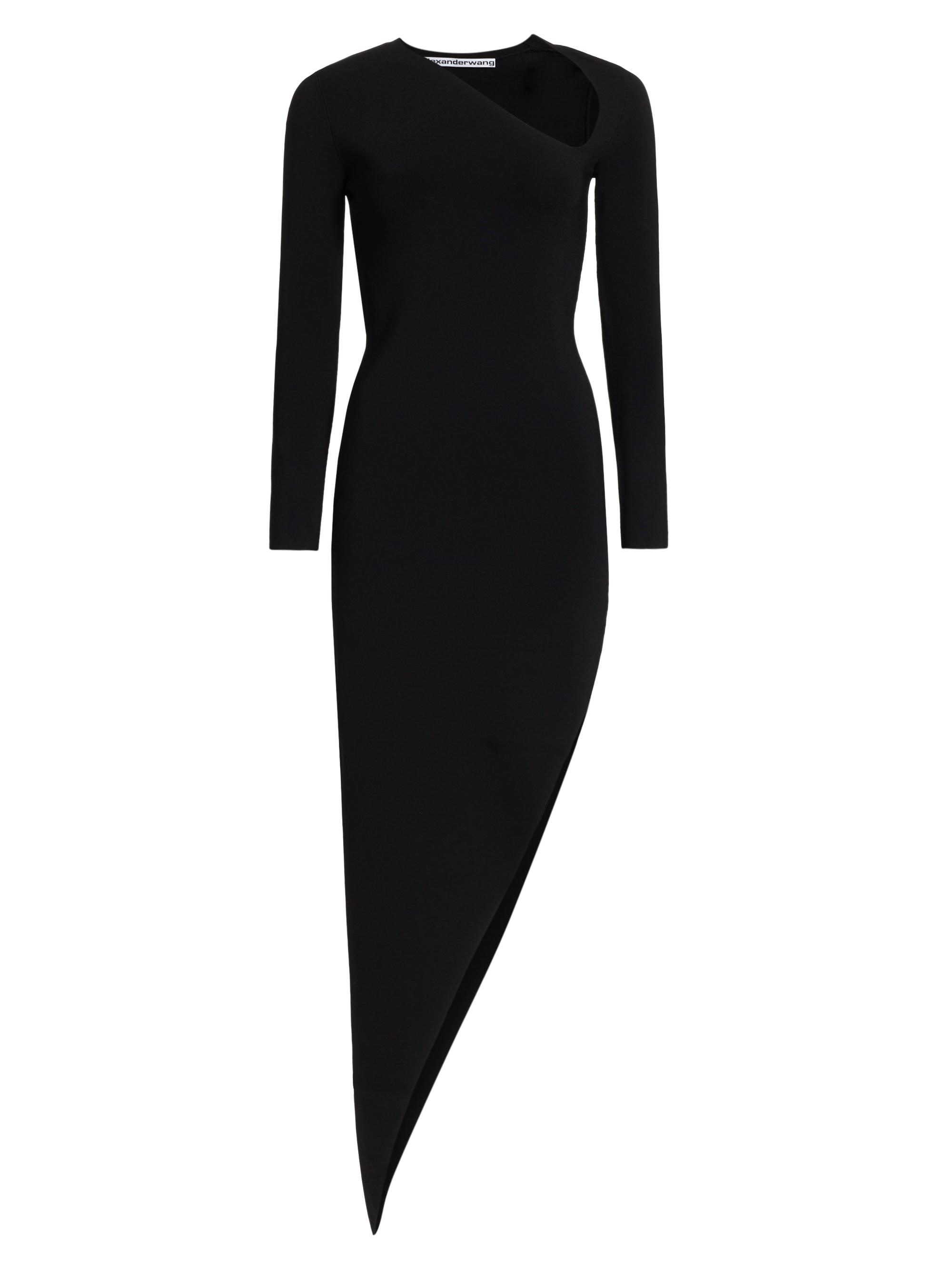 Alexander Wang Women's Asymmetrical Long-Sleeve Knit Dress - Black