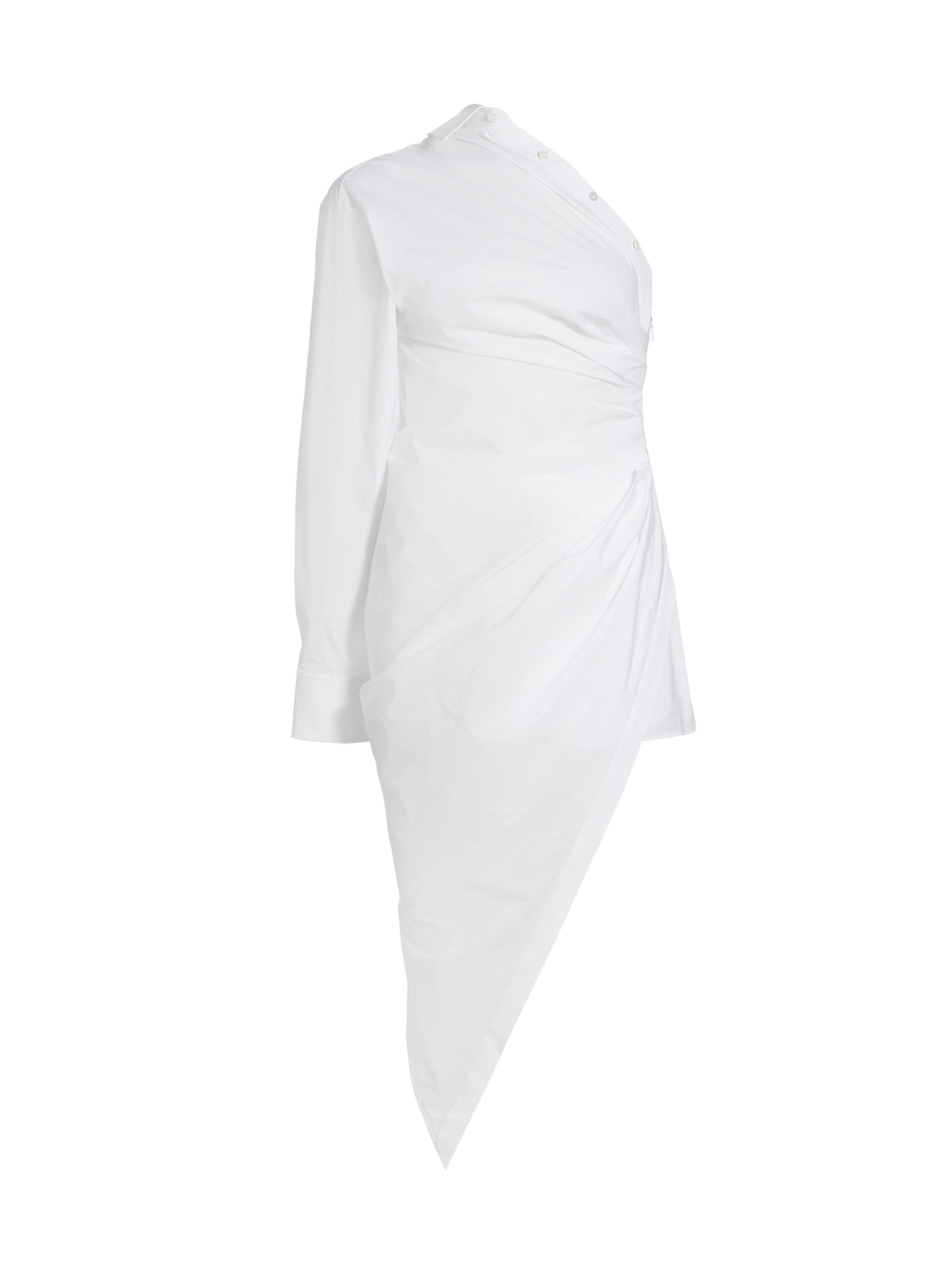 Alexander Wang Women's Asymmetrical Ruched Shirtdress - White