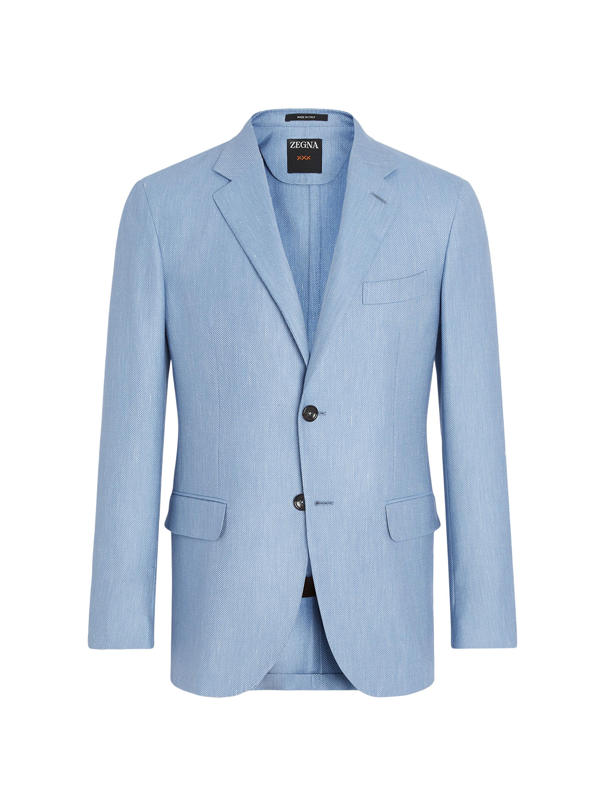 ZEGNA Men's Cashmere Silk and Linen Cardigan Jacket - Light Blue