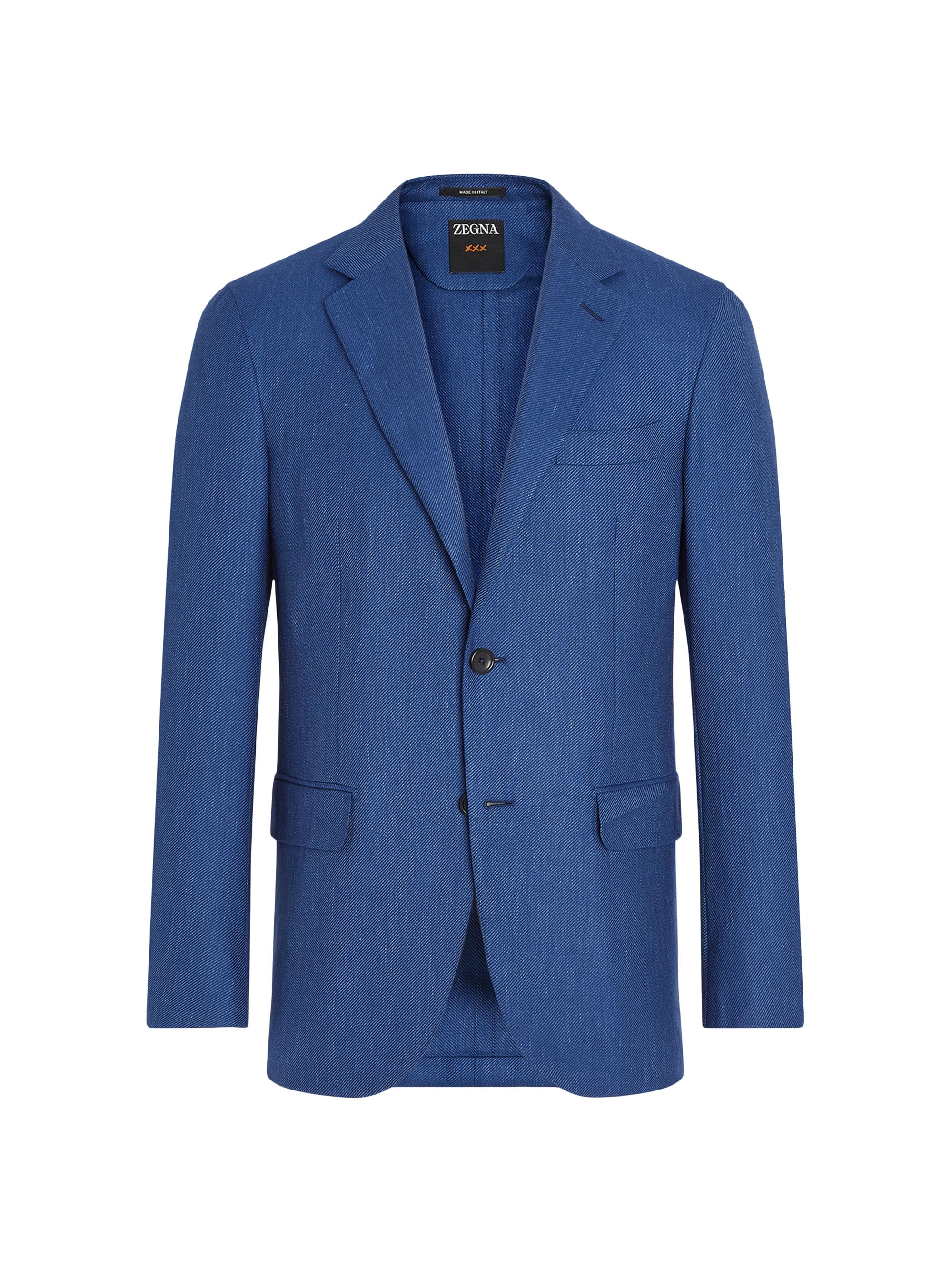 ZEGNA Men's Cashmere Silk and Linen Jacket - Utility Blue
