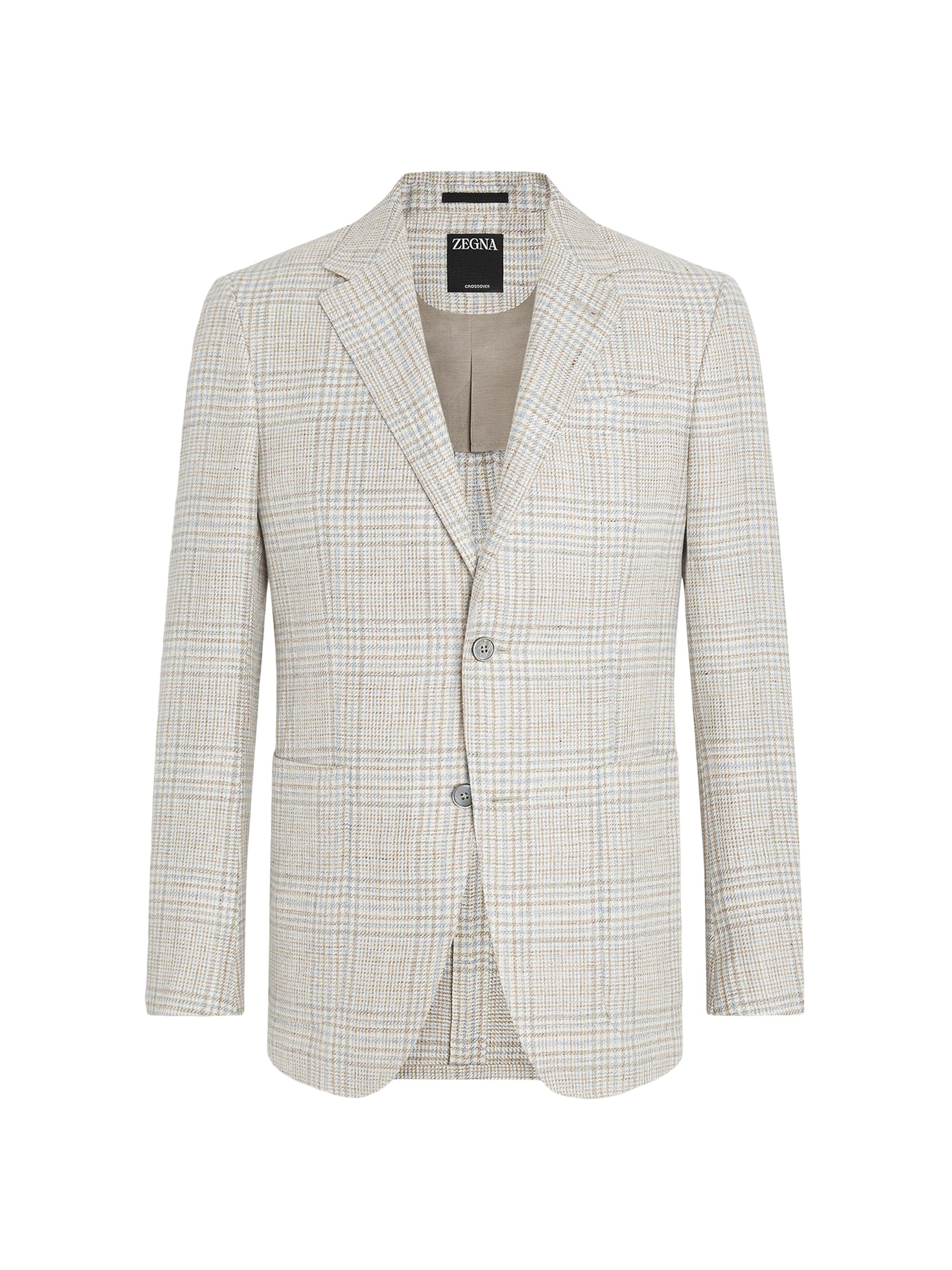 ZEGNA Men's Crossover Linen Wool and Silk Jacket - Light Beige