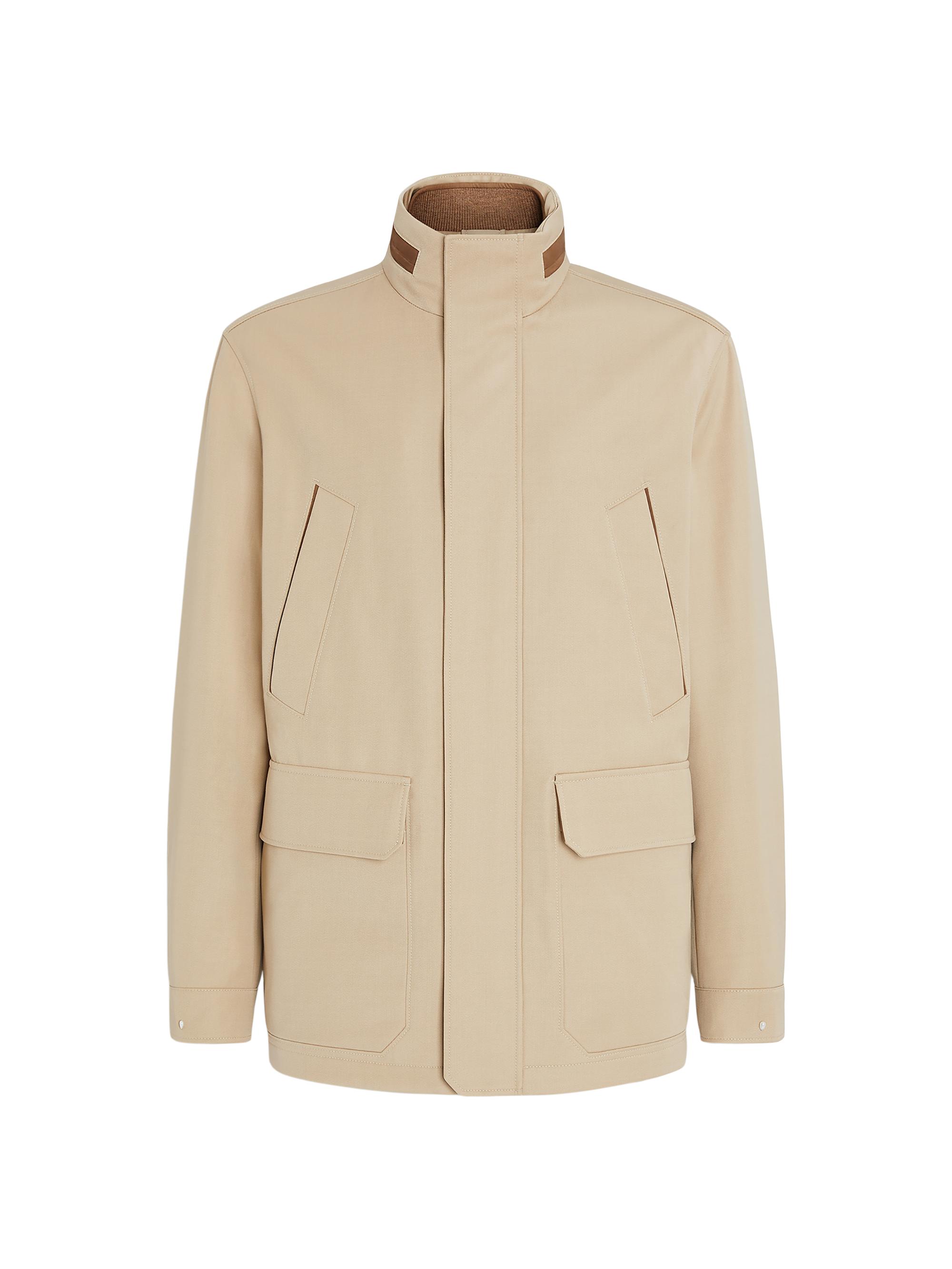 ZEGNA Men's Wool Mohair and Silk Car Coat - Light Beige