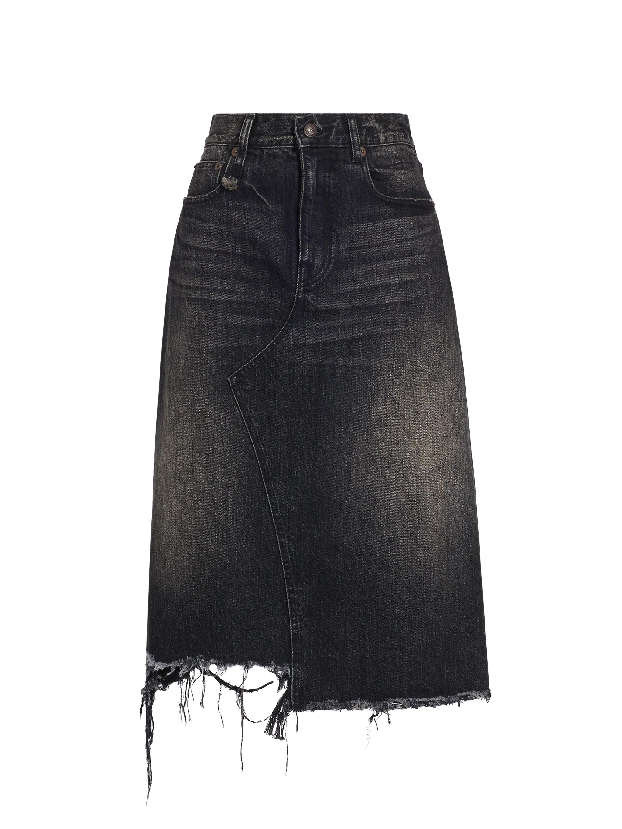 R13 Women's Jesse Denim Midi-Skirt - Arvin Black