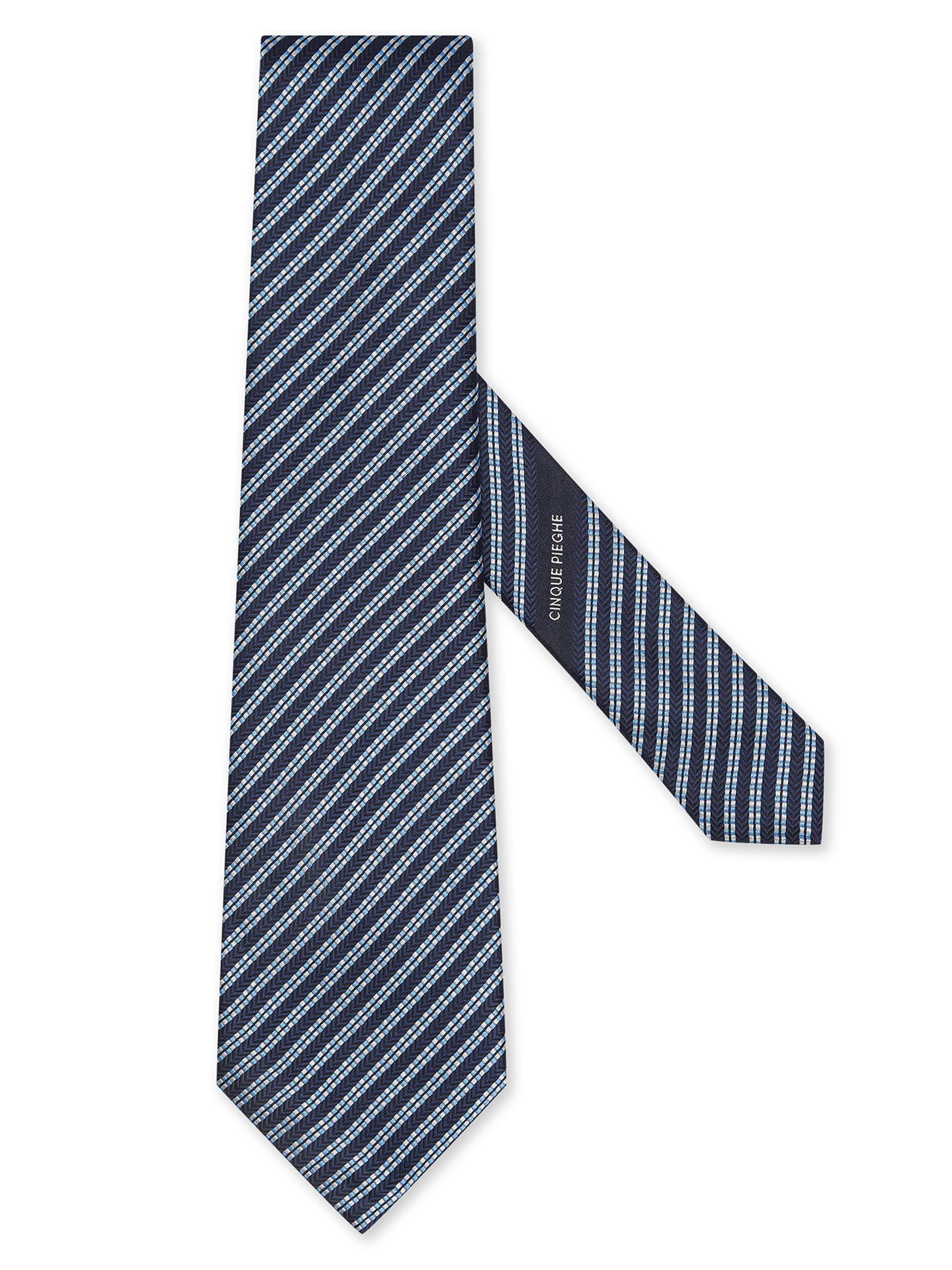 ZEGNA Men's Cinque Pieghe Silk Tie - Dark Blue