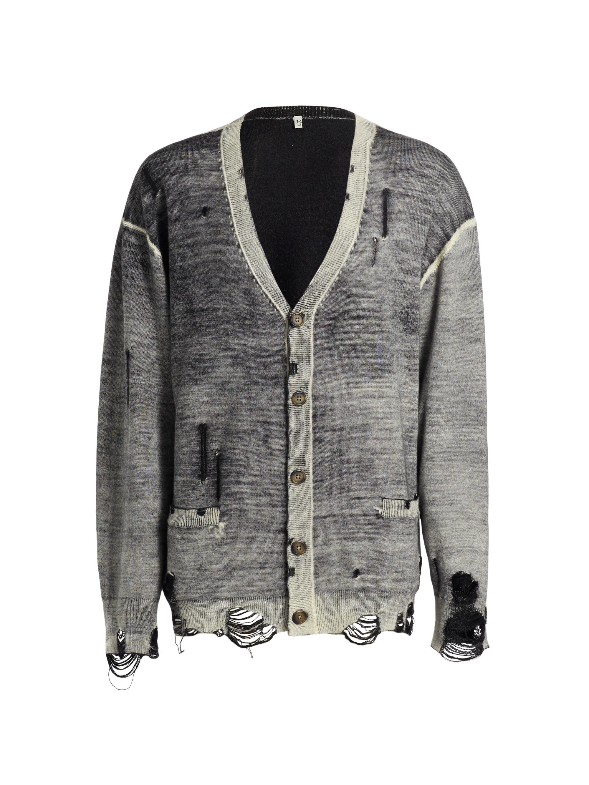 R13 Women's Boyfriend Wool Cardigan - Distressed Black