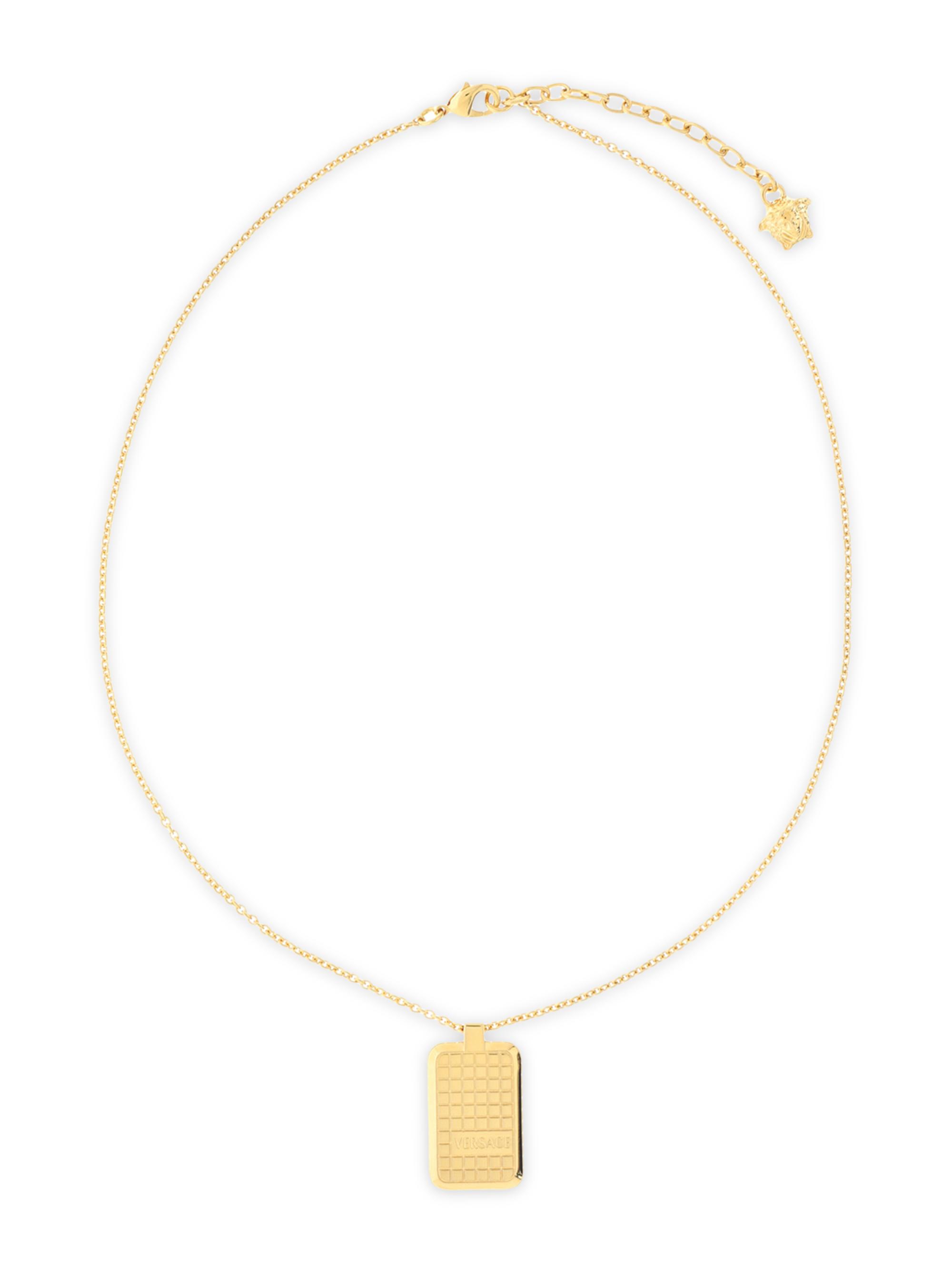 Versace Men's Logo-Engraved Brass Pendant Necklace -  Gold