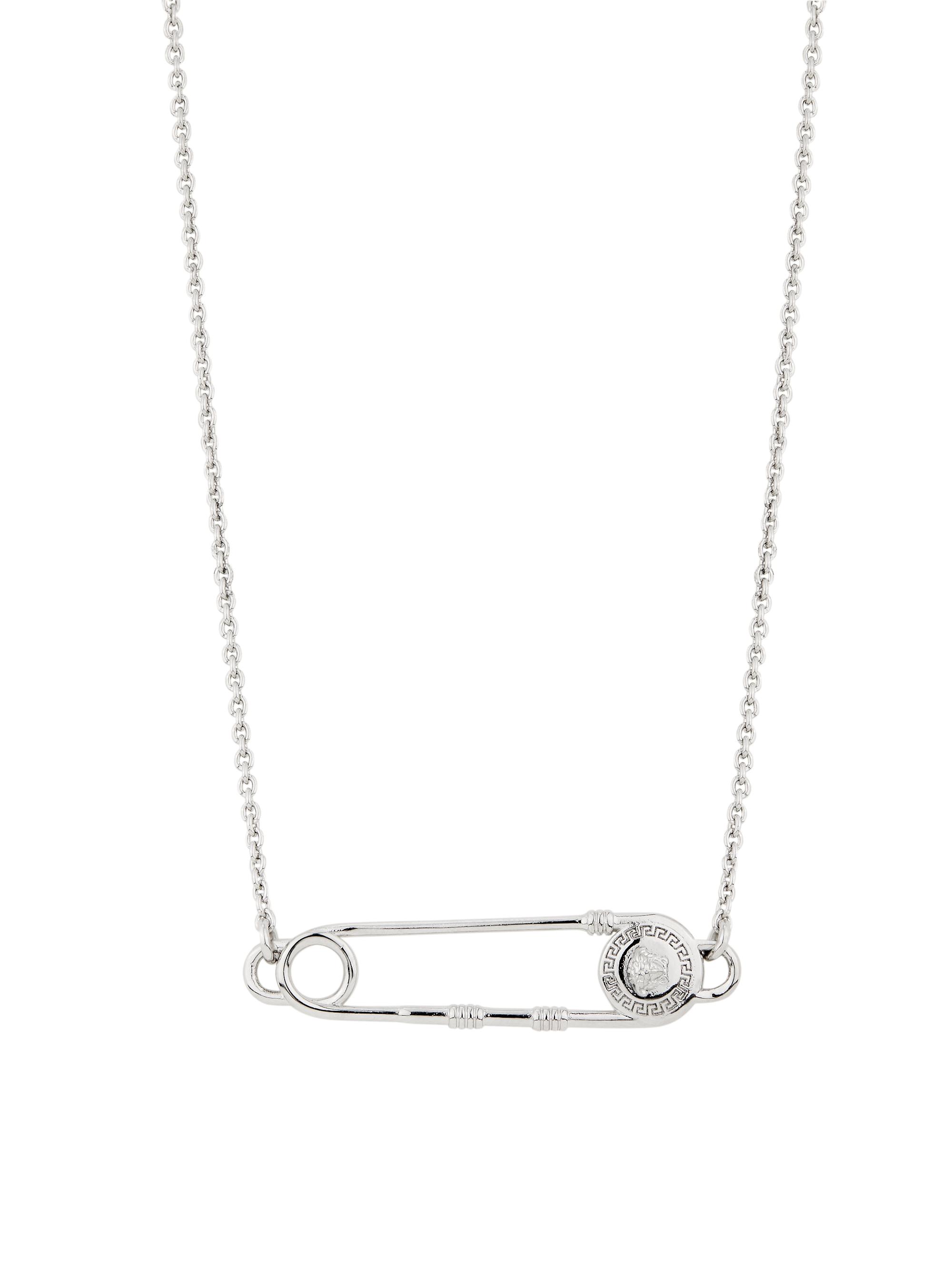 Versace Men's Medusa Safety Pin Chain Necklace - Palladium