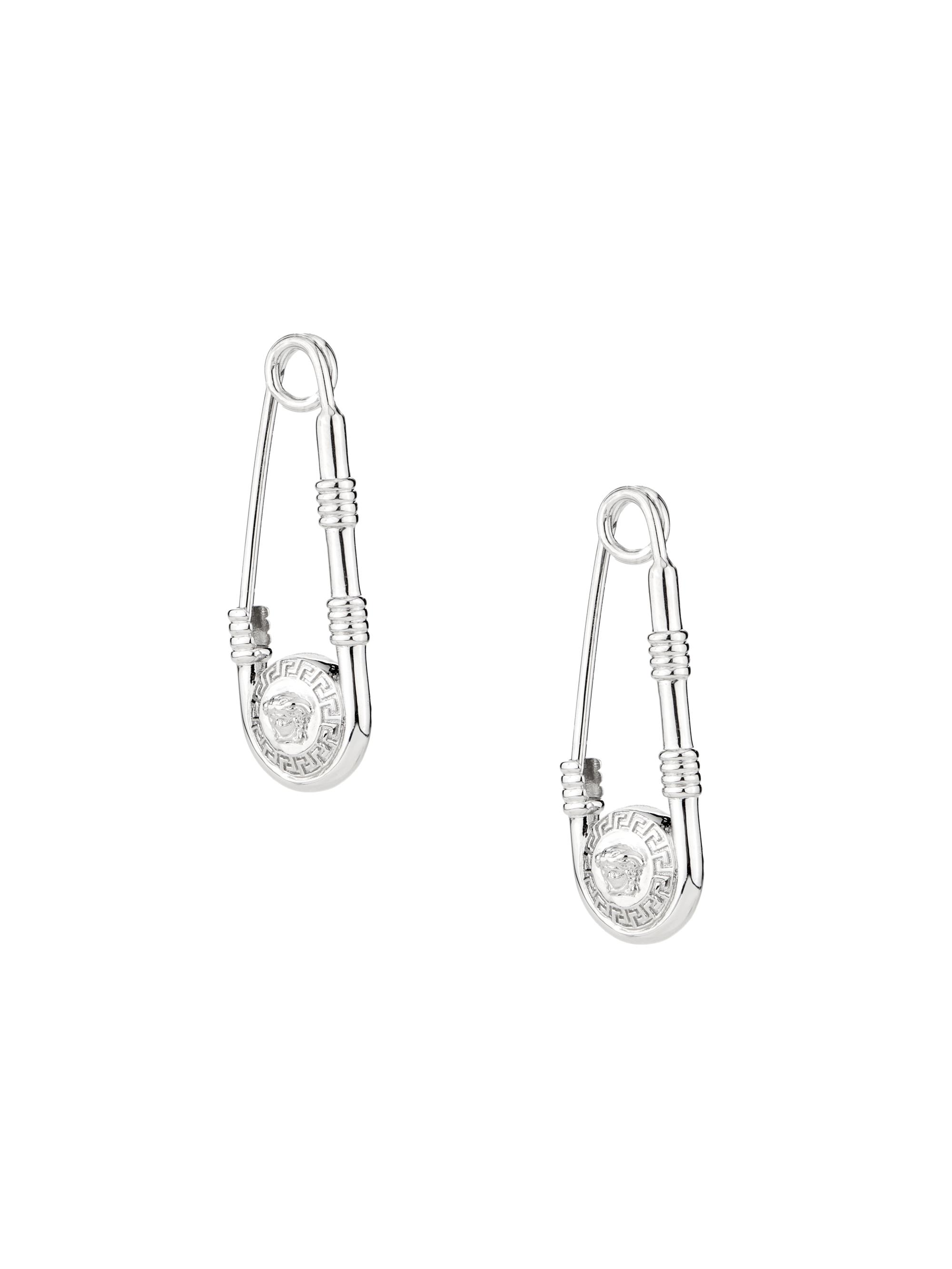 Versace Men's Medusa Safety Pin Earrings - Palladium