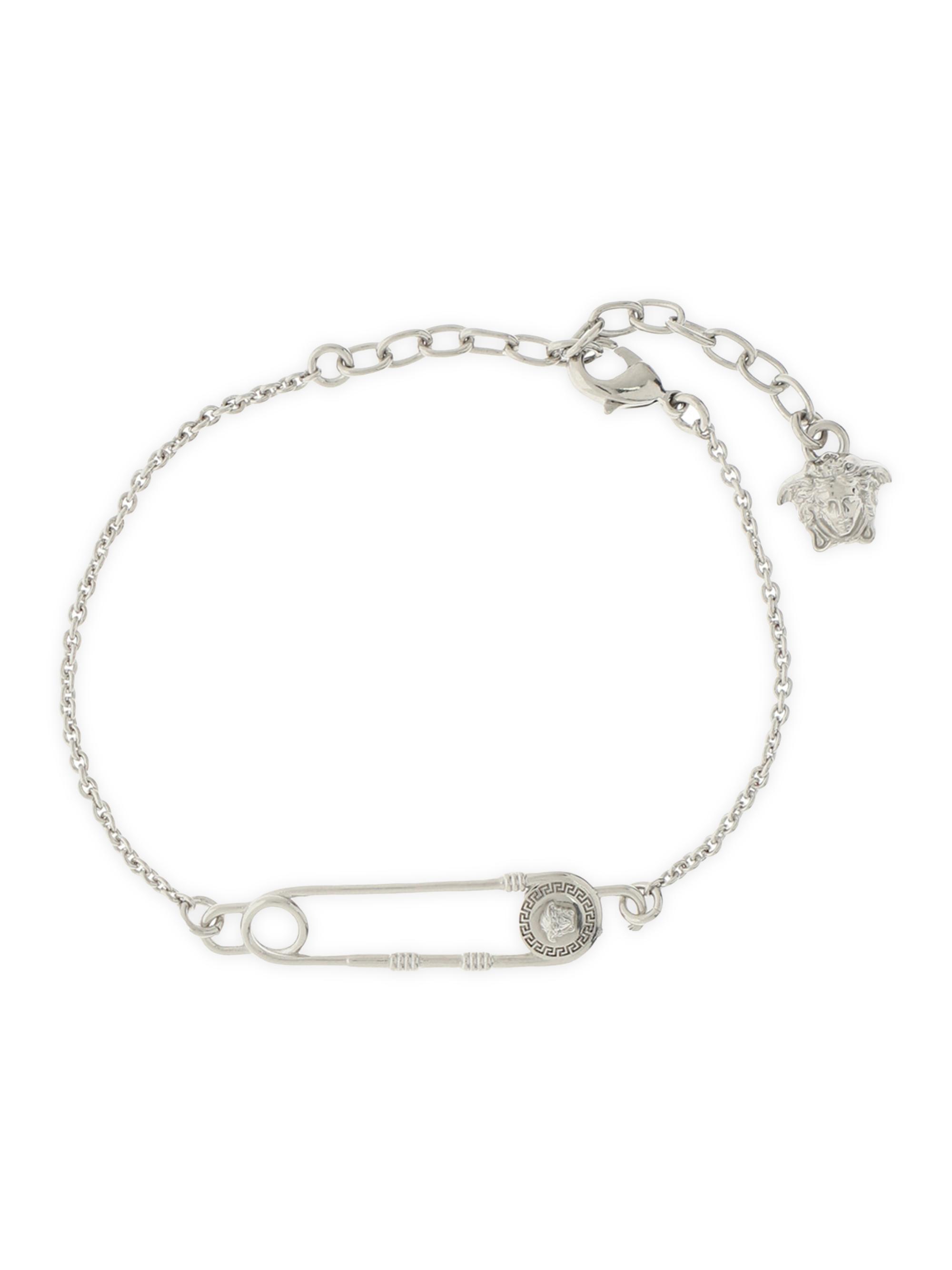 Versace Men's Medusa Safety Pin Chain Bracelet - Palladium