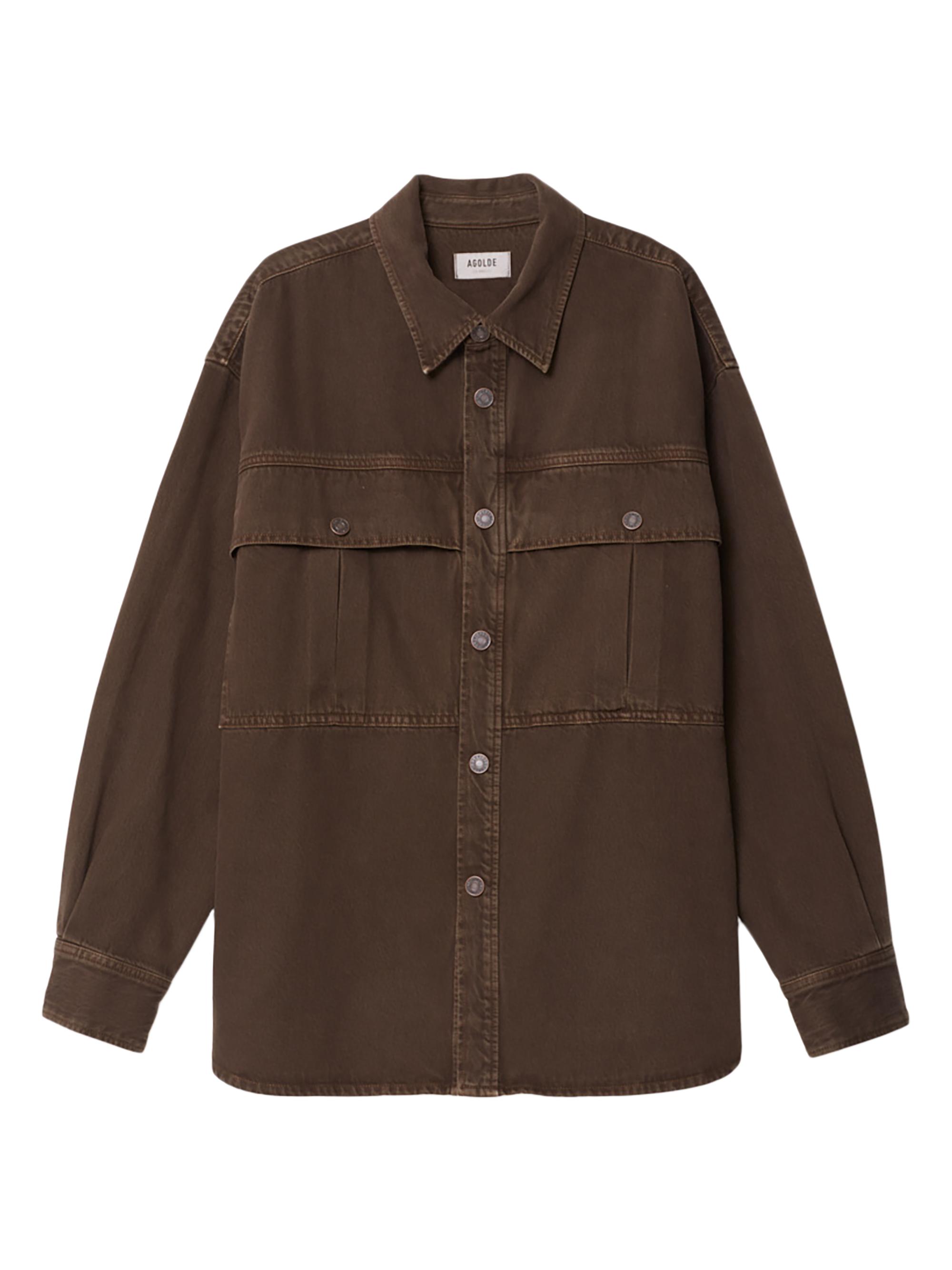 Agolde Men's Axel Cotton Work Shirt - Umber Brown Saturated
