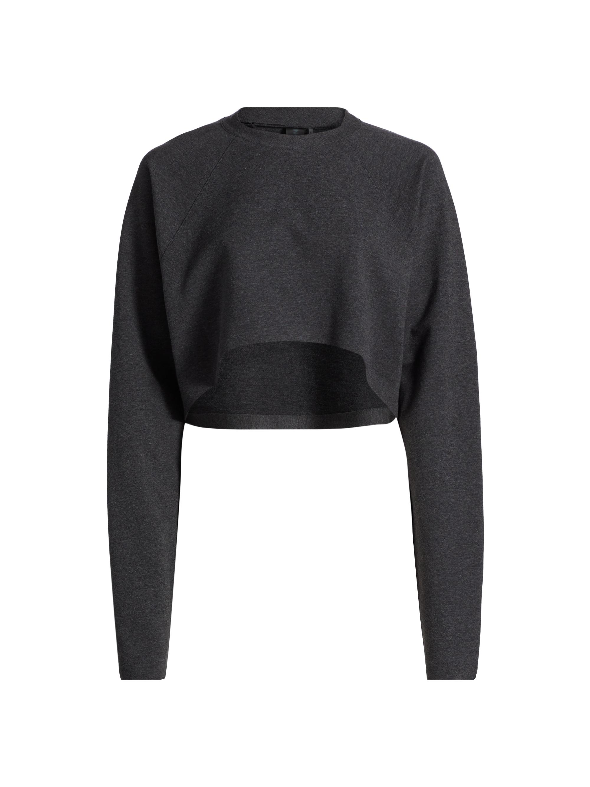 Norma Kamali Women's Stretch-Cotton Crop T-Shirt - Dark Heather Grey