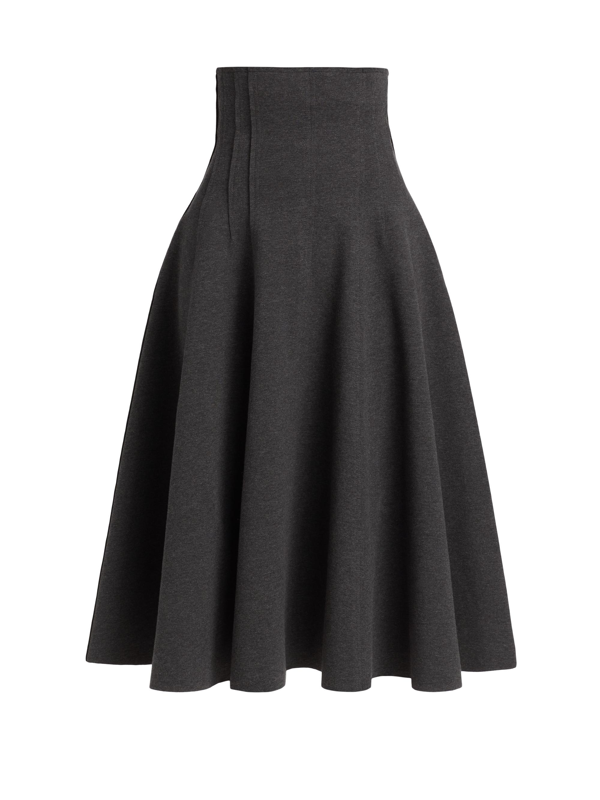 Norma Kamali Women's Grace Pleated Cotton-Blend Midi-Skirt - Dark Heather Grey