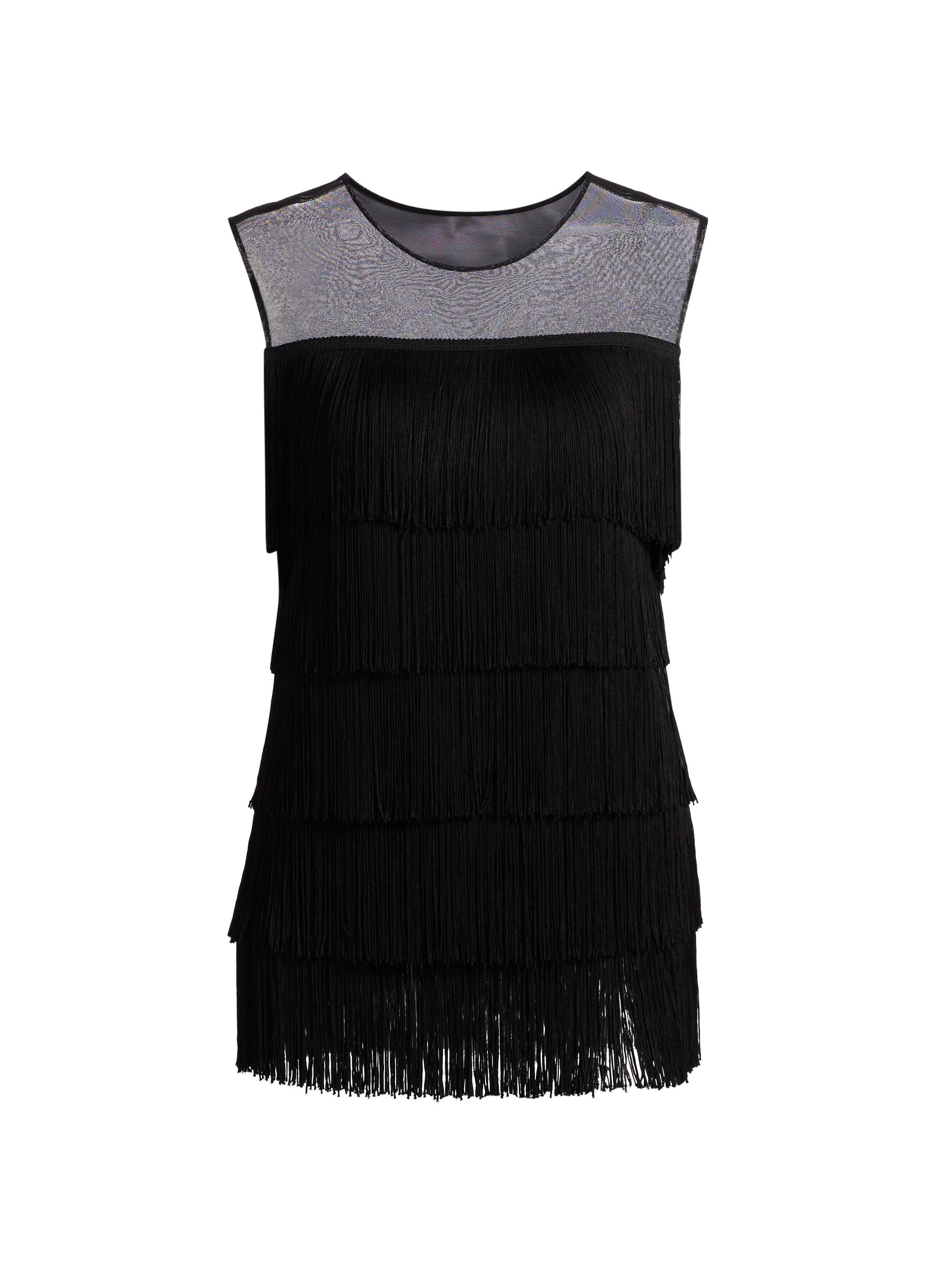 Norma Kamali Women's Fringed Sleeveless Minidress - Black