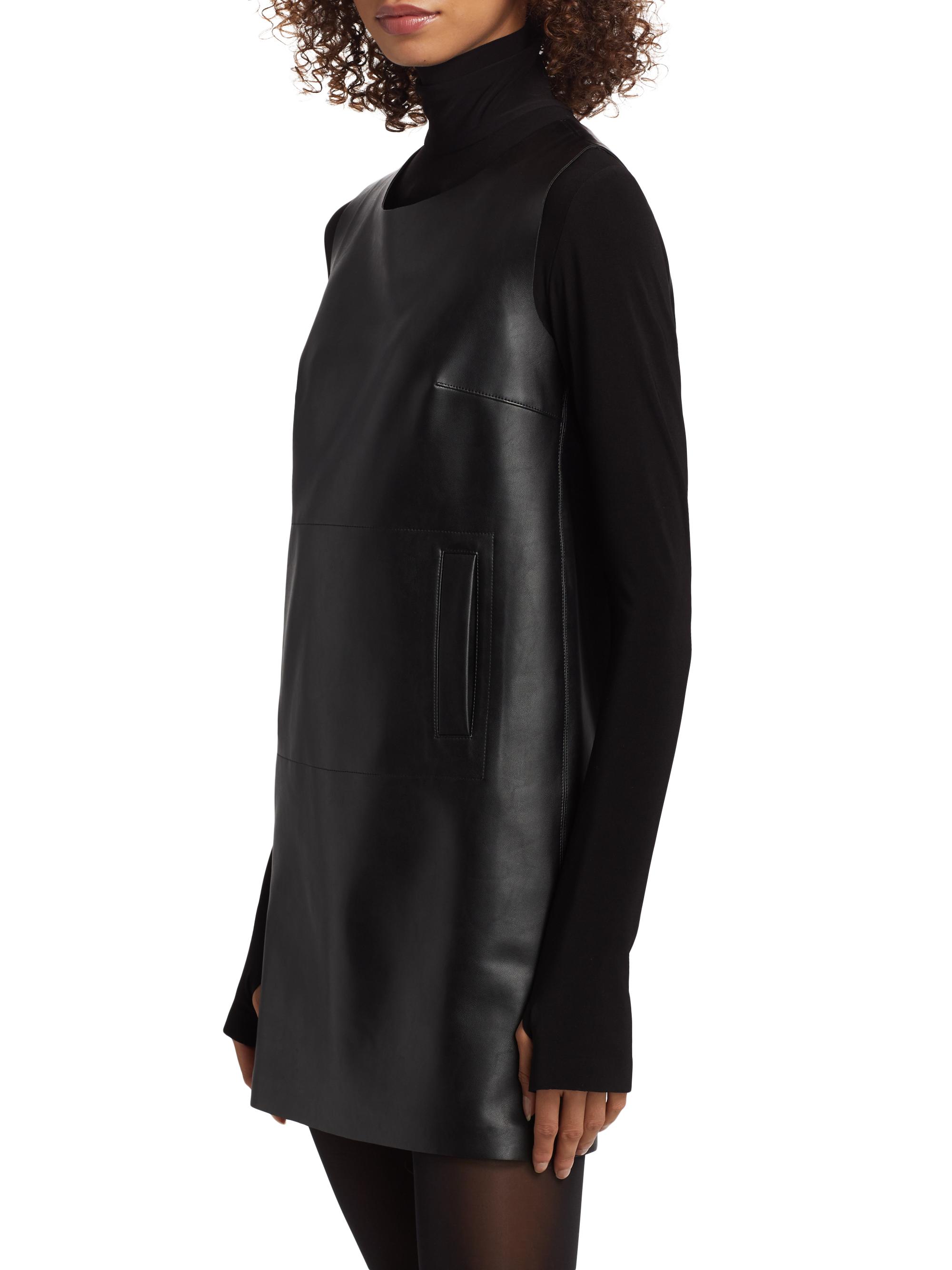 norma kamali faux leather dress Norma Kamali Sleeveless Grace Dress