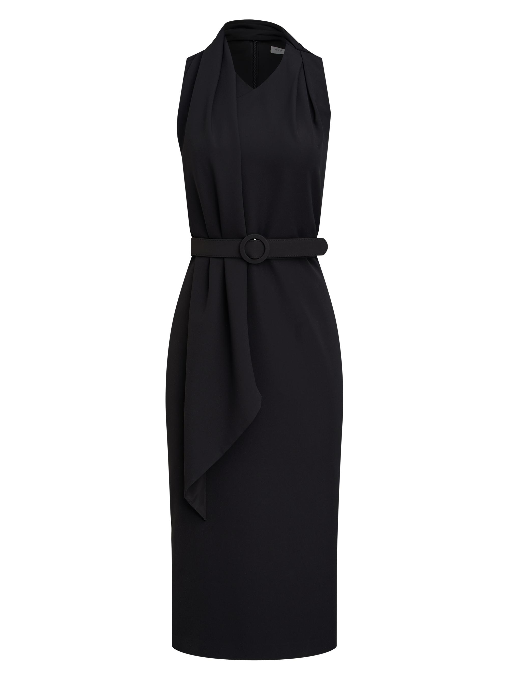Kay Unger Women's Annika Crepe Belted Sleeveless Midi-Dress - Black
