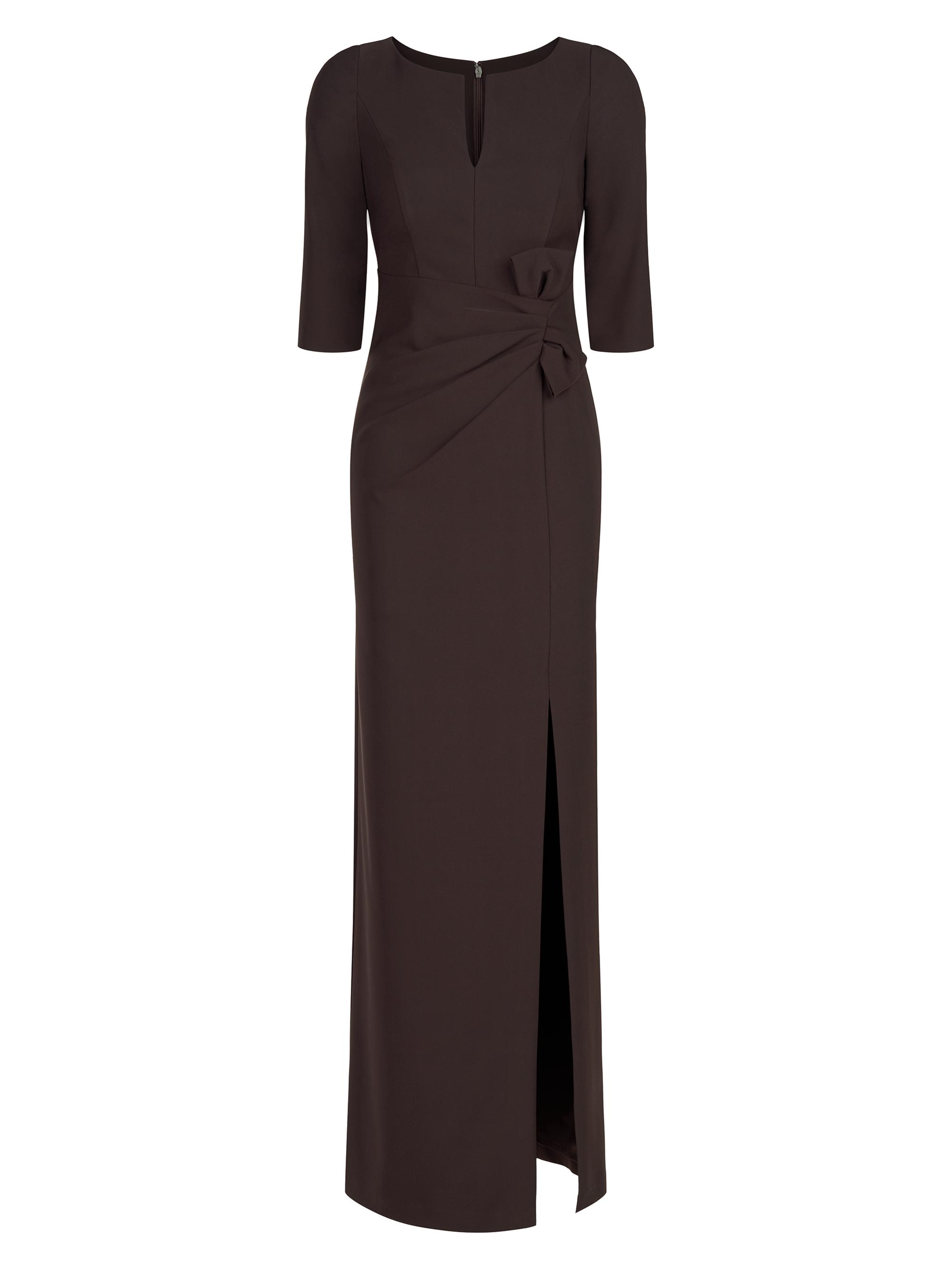 Kay Unger Women's Priscilla Crepe Bow Column Gown - Espresso - Women's Clothing