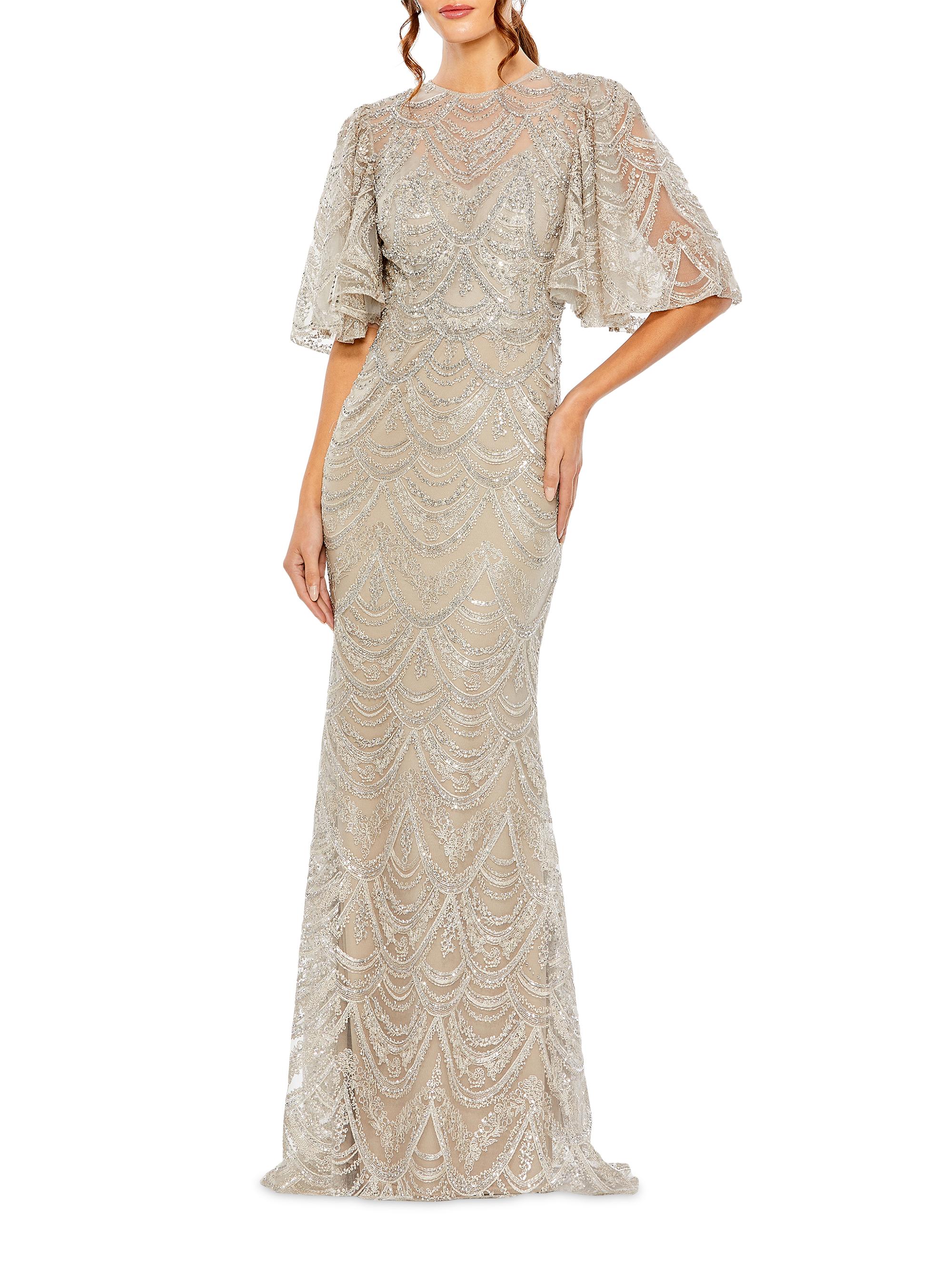 Mac Duggal Women's Embroidered Lace Gown - Taupe