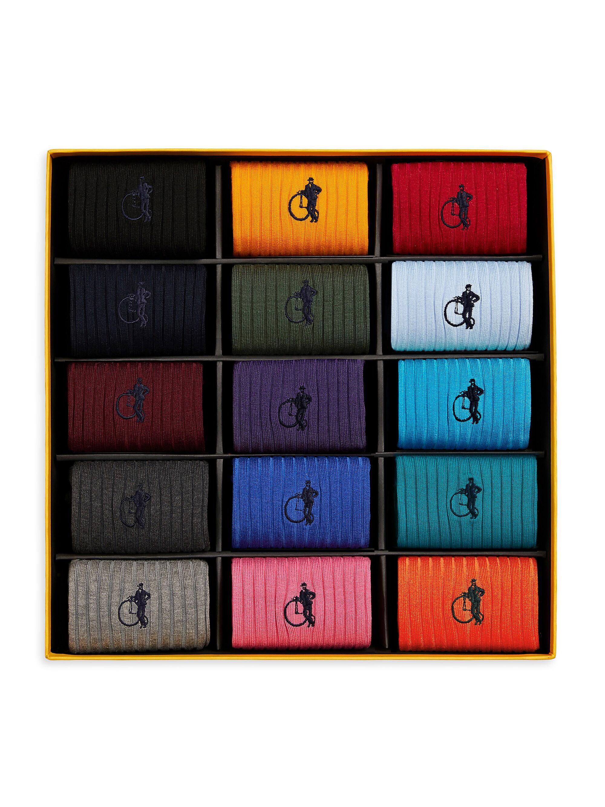 London Sock Company Men's Simply Sartorial 15-Pack Ribbed Cotton-Blend Socks