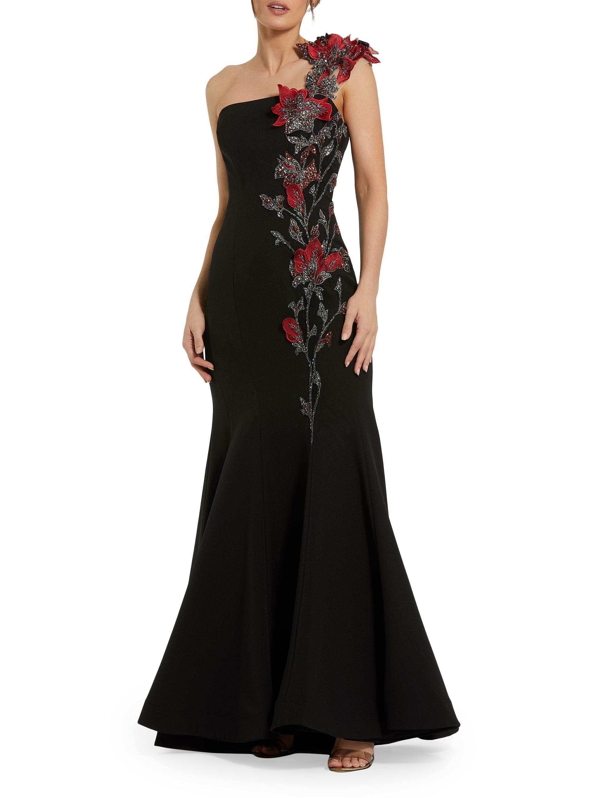 Mac Duggal Women's Embellished Floral Crepe Mermaid Gown - Black Multi