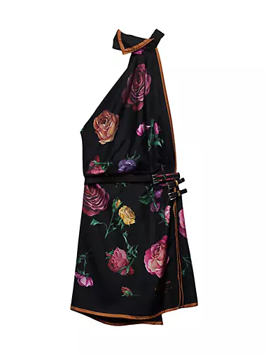 Printed Silk Twill Mini-Dress