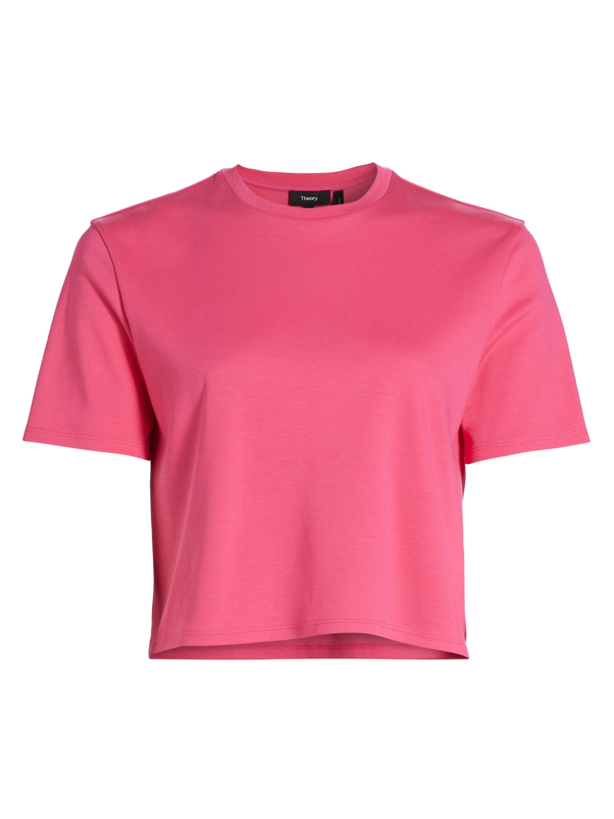 Theory Women's Cotton Crop T-Shirt - Pink Azalea