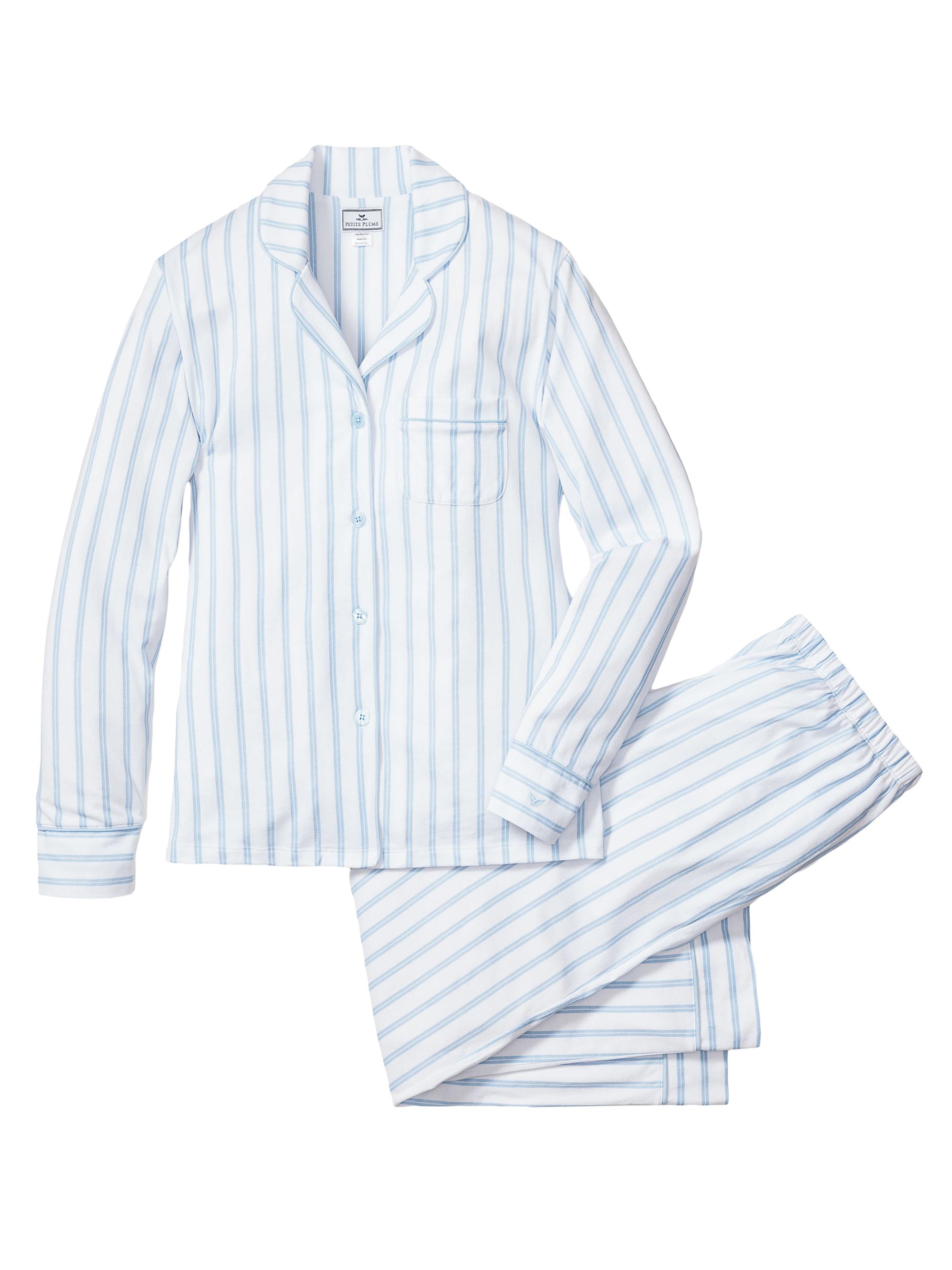 Petite Plume 2-Piece Striped Cotton Pajama Set - Periwinkle Stripe