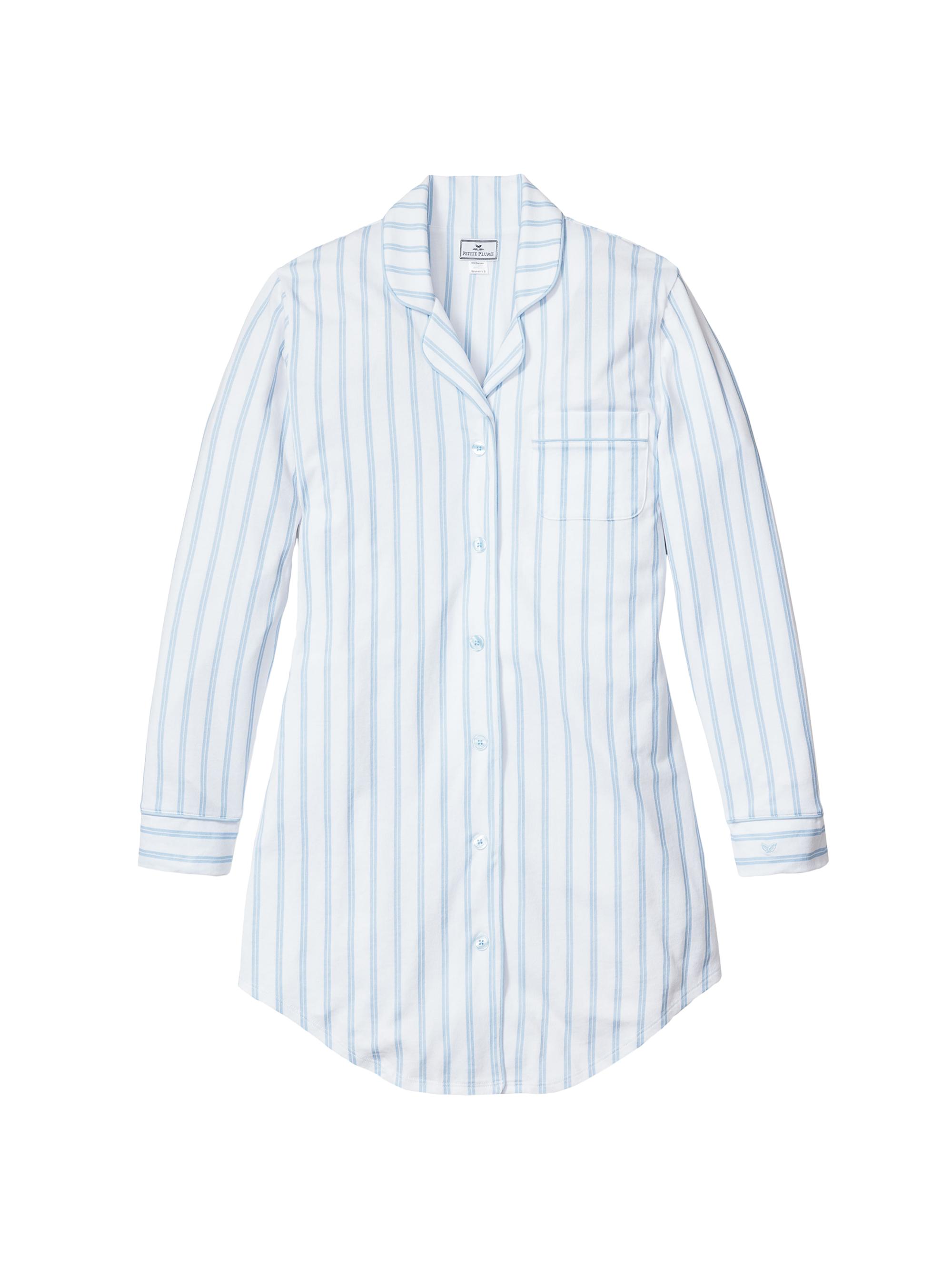 Petite Plume Striped Pajama Nightshirt - Periwinkle Stripe