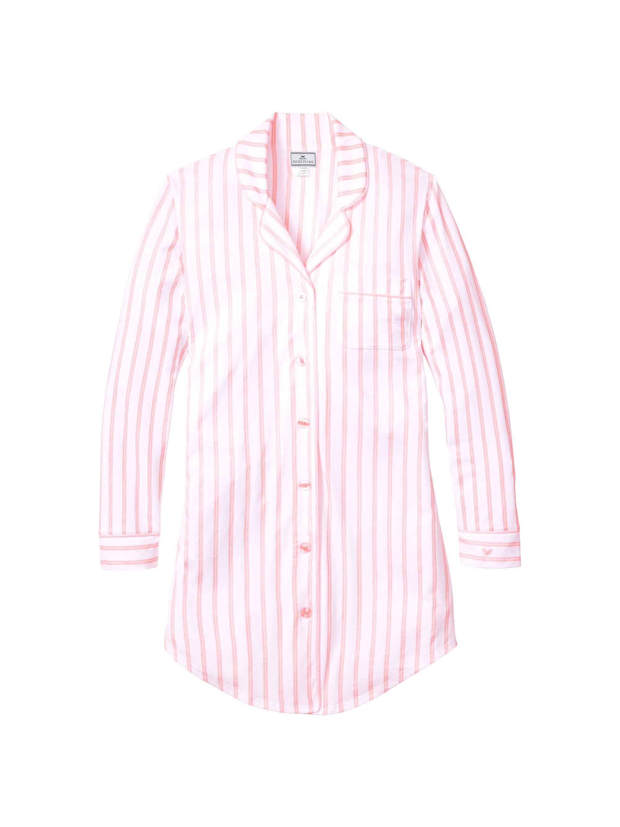 Petite Plume Striped Pajama Nightshirt - Pink Stripe