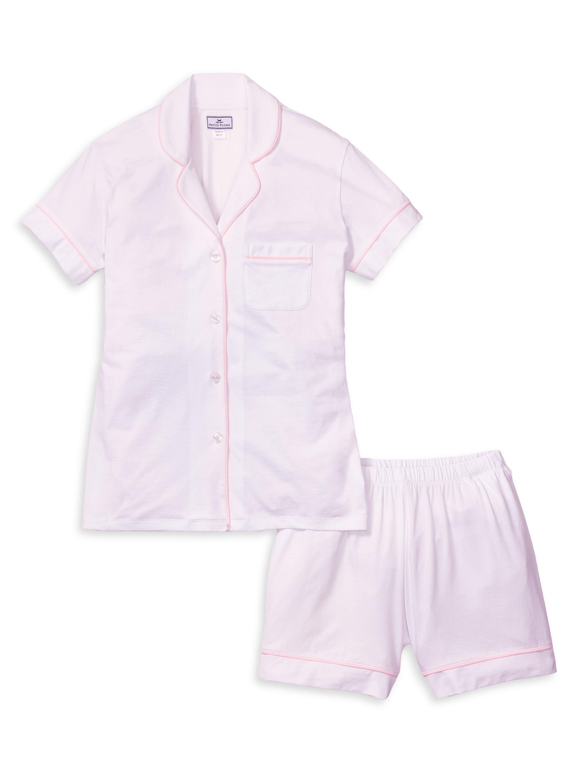 Petite Plume 2-Piece Cotton Pajama Shorts Set - White