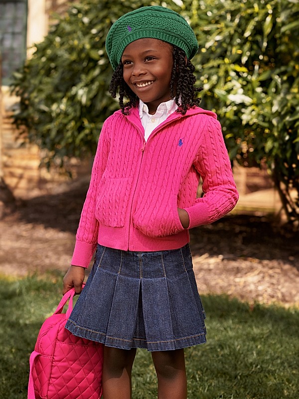 Shop Polo Ralph Lauren Little Girl's & Girl's Cable-Knit Zip Shop Polo Ralph Lauren Little Girl's & Girl's Cable-Knit Zip