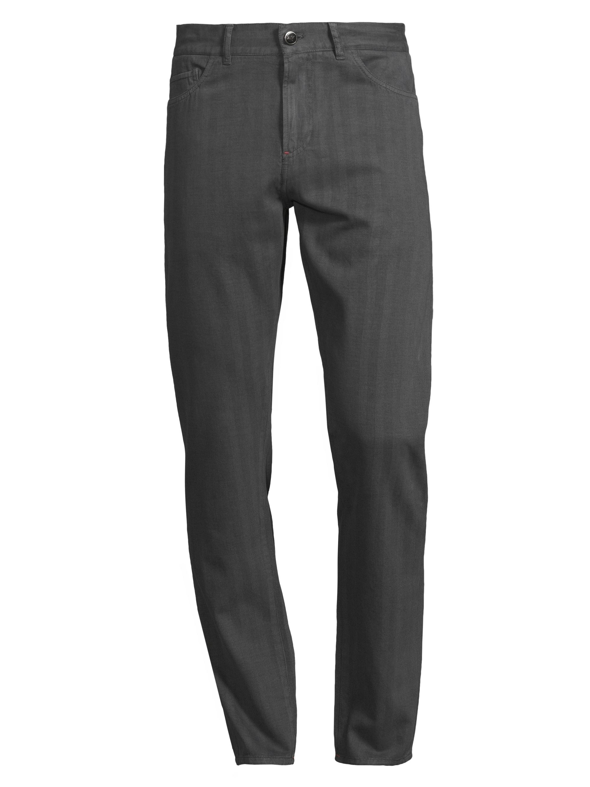 Isaia Men's Herringbone Slim-Fit Jeans - Grey