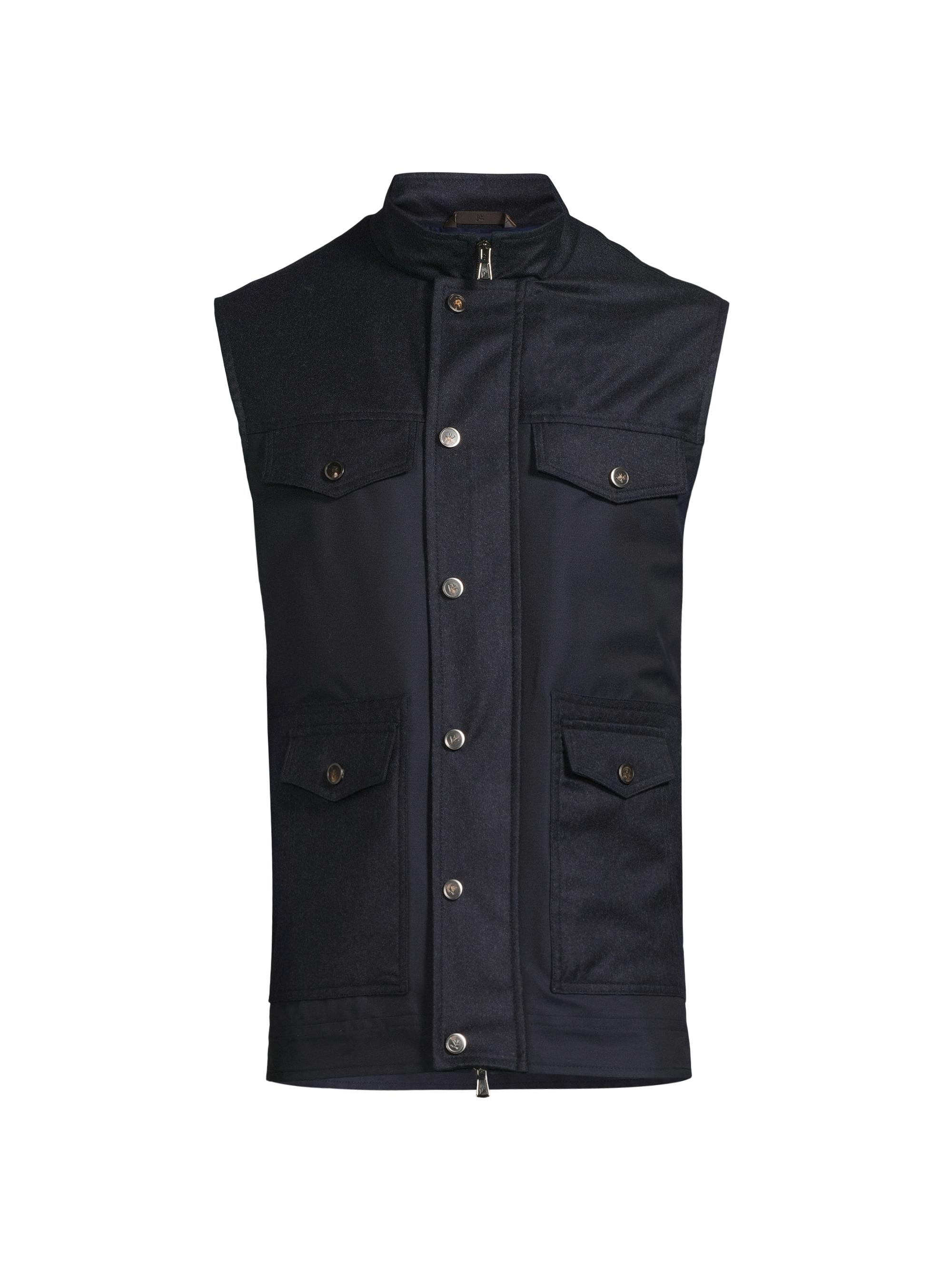 Isaia Men's Wool-Blend Field Vest - Dark Blue