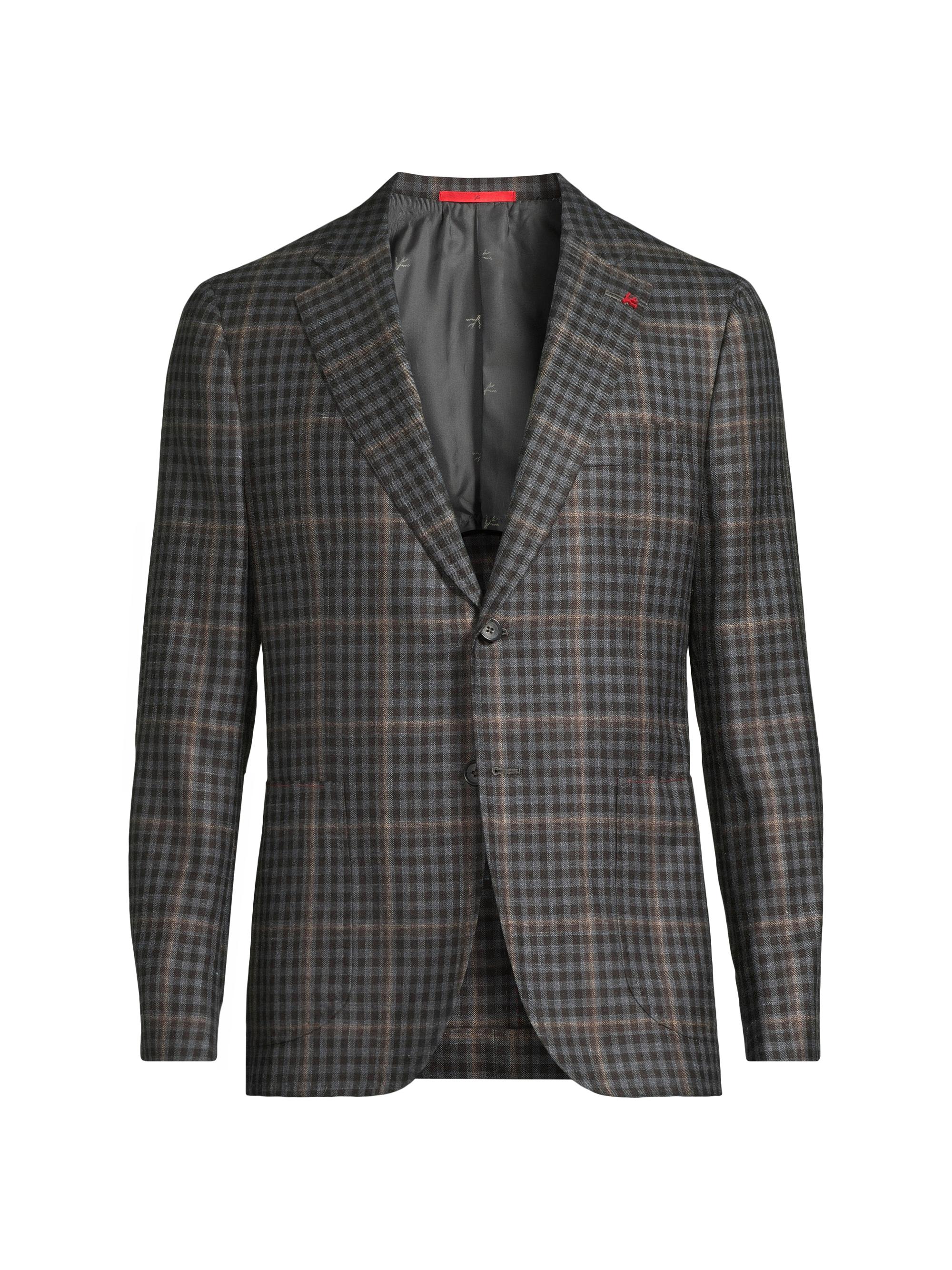 Isaia Check Wool-Blend Two-Button Blazer | Saks Fifth Avenue