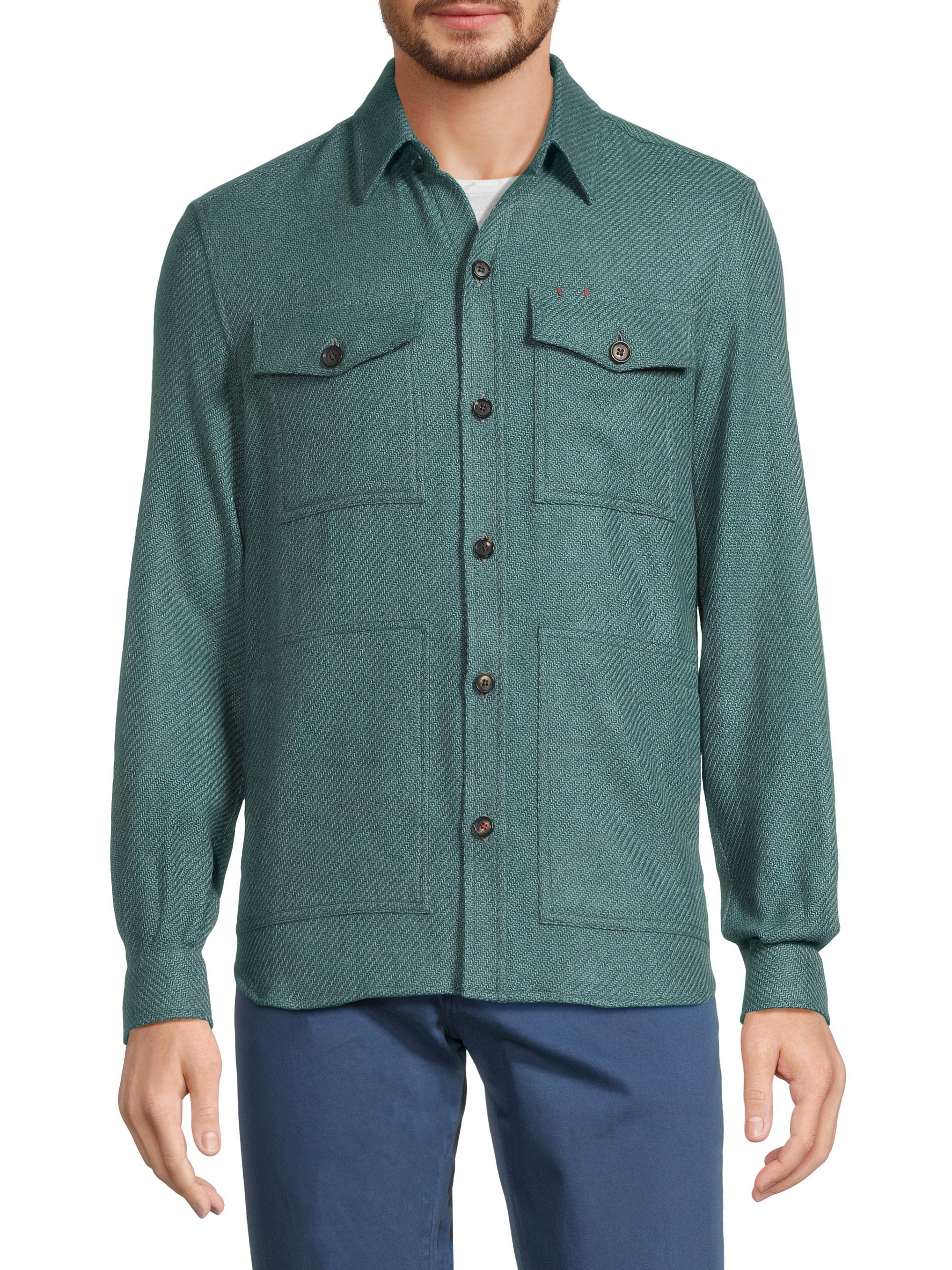 Isaia Cashmere Button-Front Overshirt | Saks Fifth Avenue