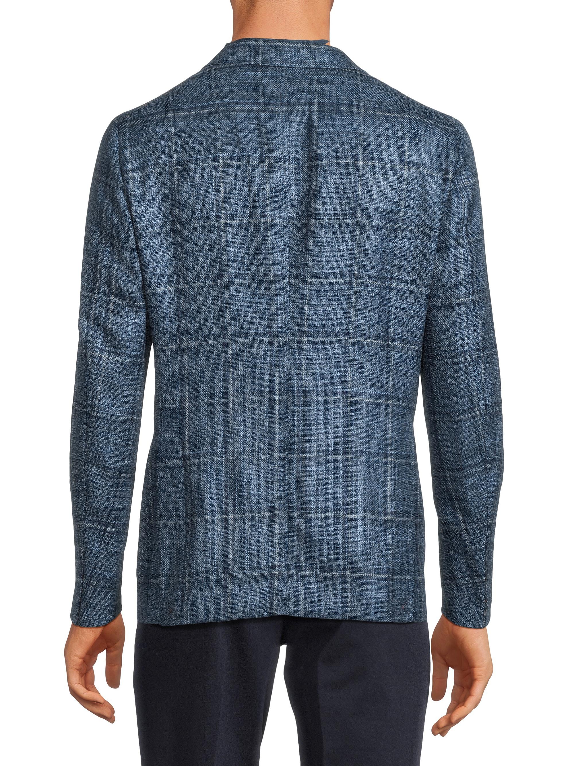 Isaia Check Wool-Blend Two-Button Blazer | Saks Fifth Avenue