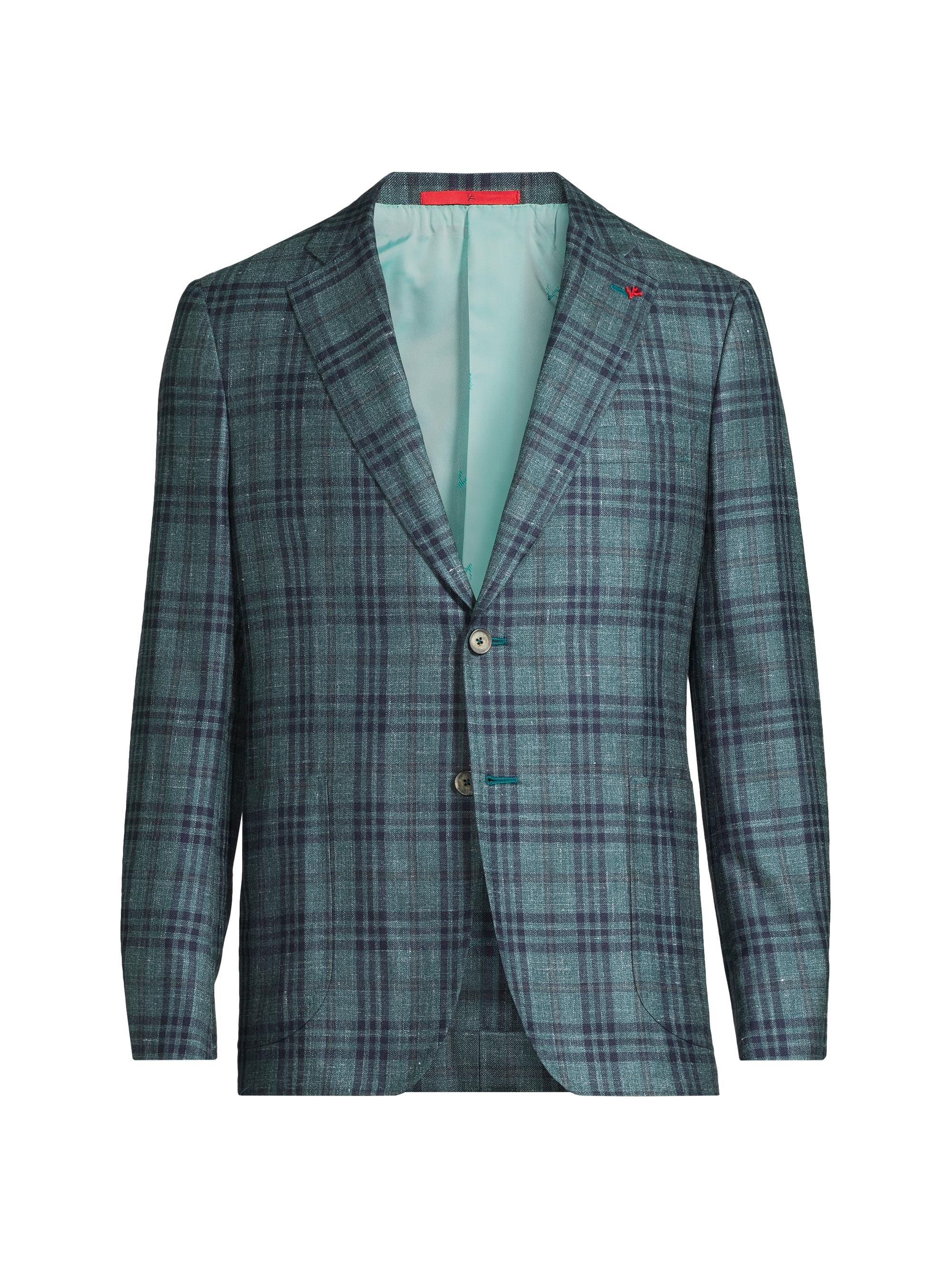 Isaia Check Wool-Blend Two-Button Blazer | Saks Fifth Avenue