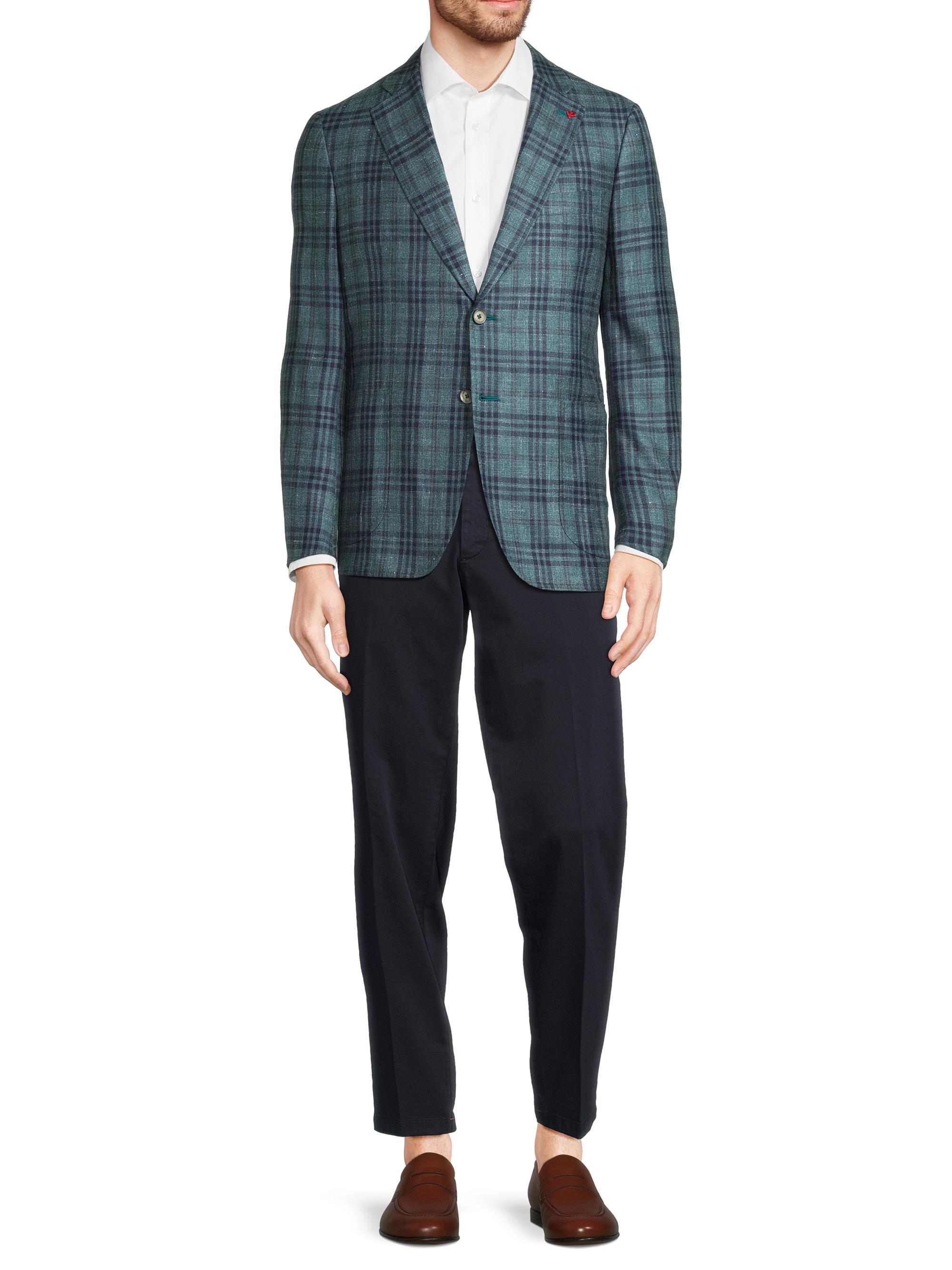 Isaia Check Wool-Blend Two-Button Blazer | Saks Fifth Avenue