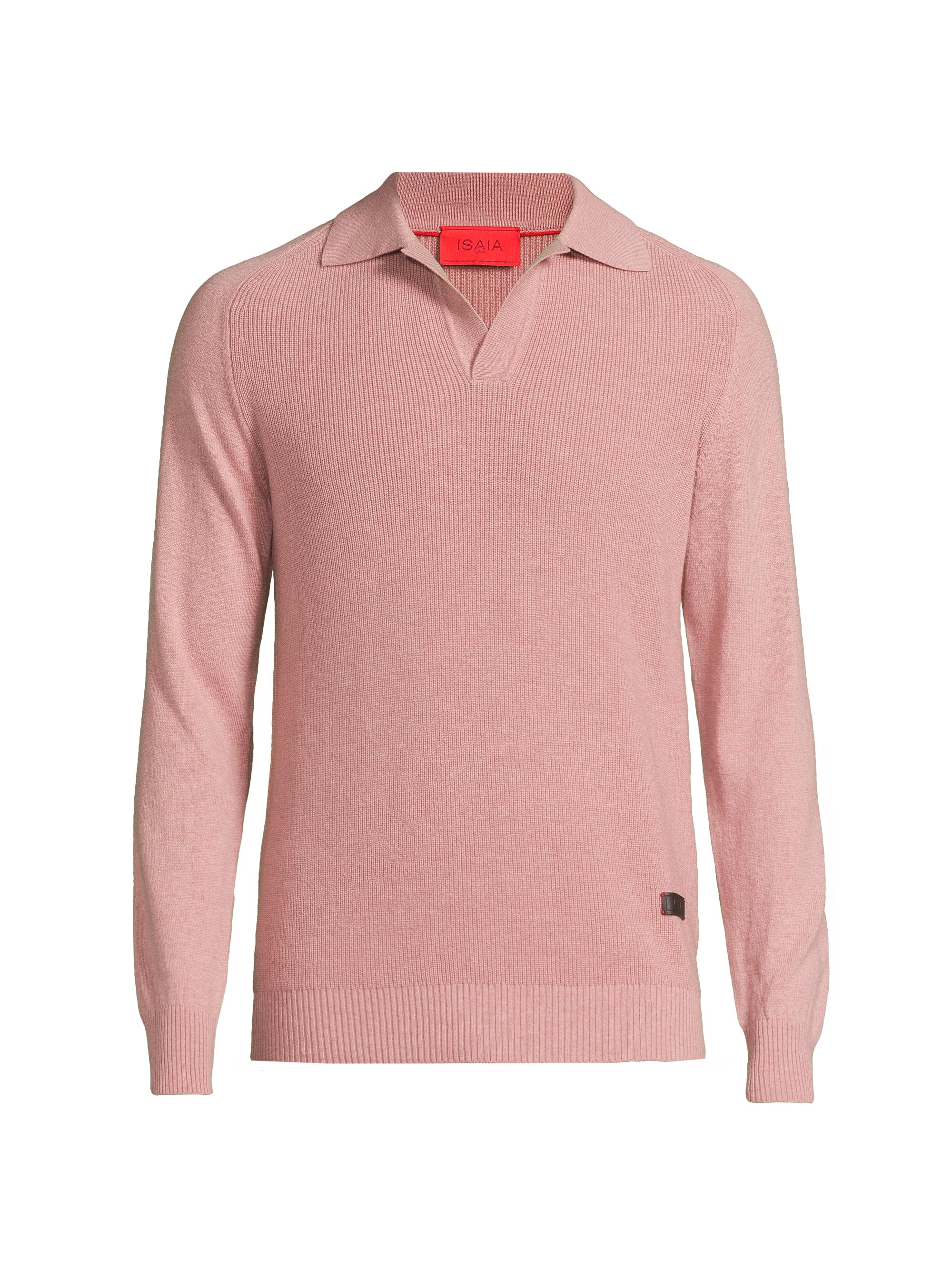 Isaia Men's Cashmere Polo Sweater - Light Pink