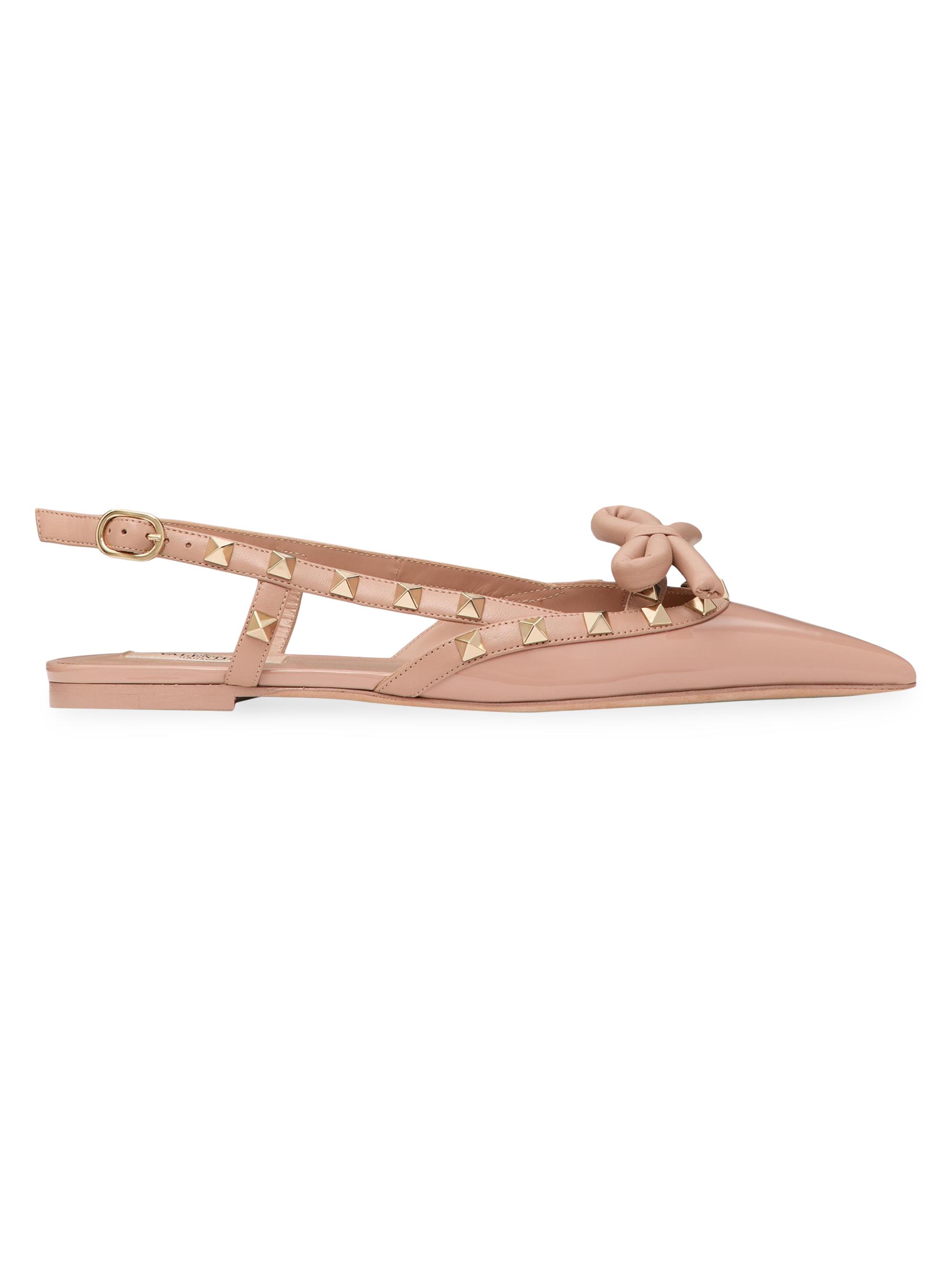 Valentino Garavani Women's Rockstud Bow Slingback Ballerinas - Beige